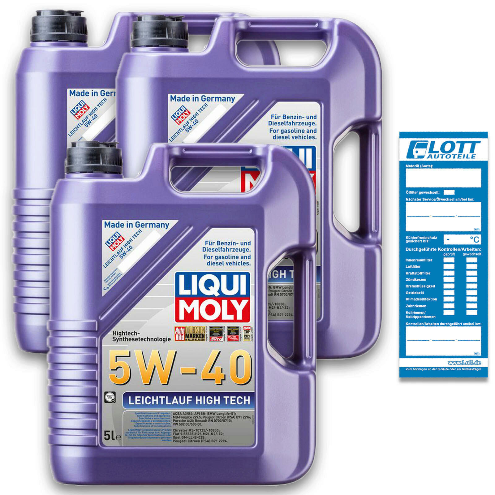 3x 5 Liter Liqui Moly Leichtlauf High Tech Motoren&ouml;l Motor&ouml;...