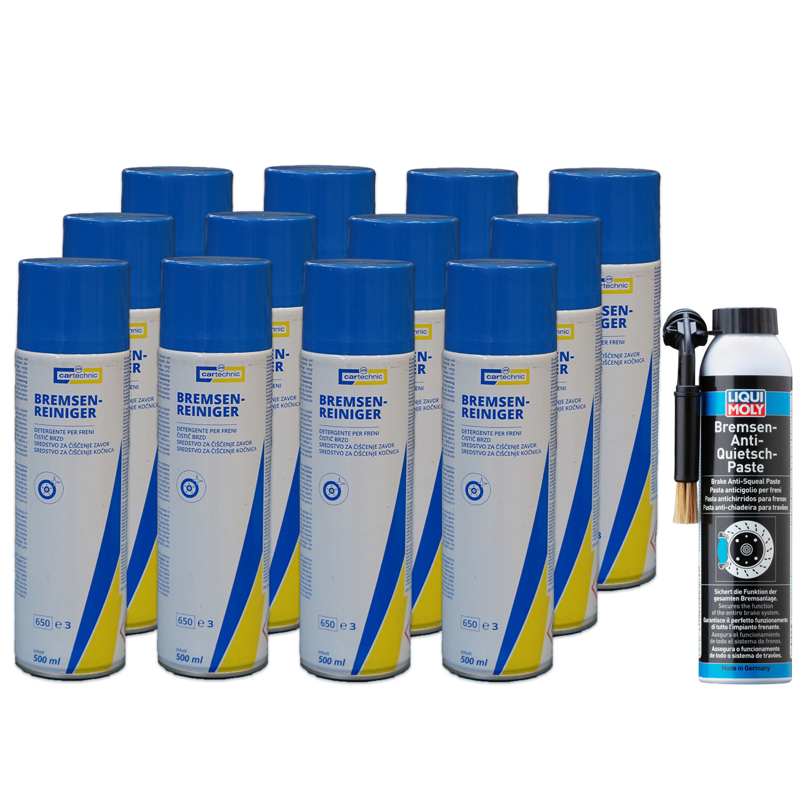12x 500ml Cartechnic Bremsenreiniger + Liqui Moly Anti-Quietsch-Paste Pinseld...