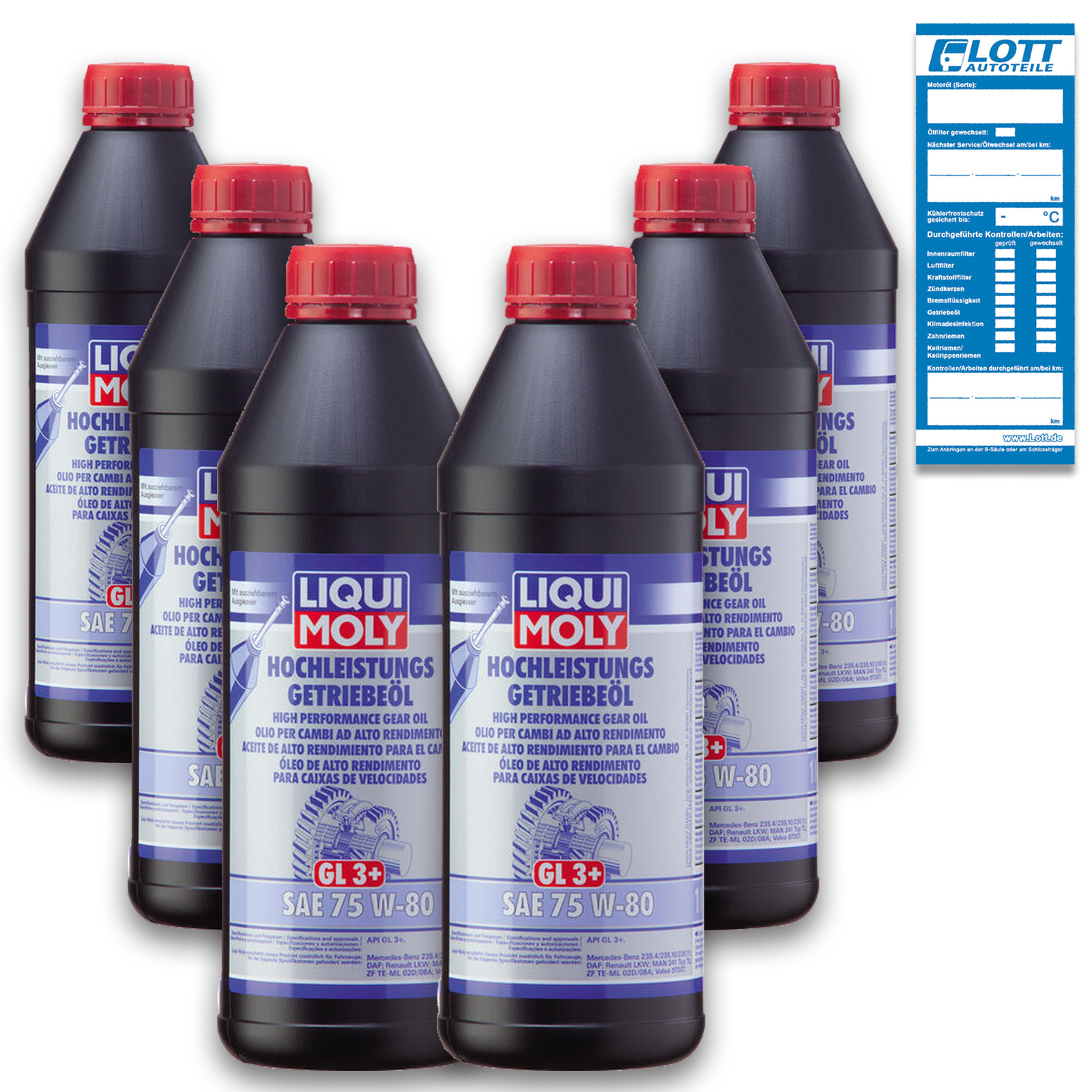 6x 1 Liter Liqui Moly Hochleistungs-Getriebeöl GL3+ SAE 75W-80 5 Liter Oil 4427