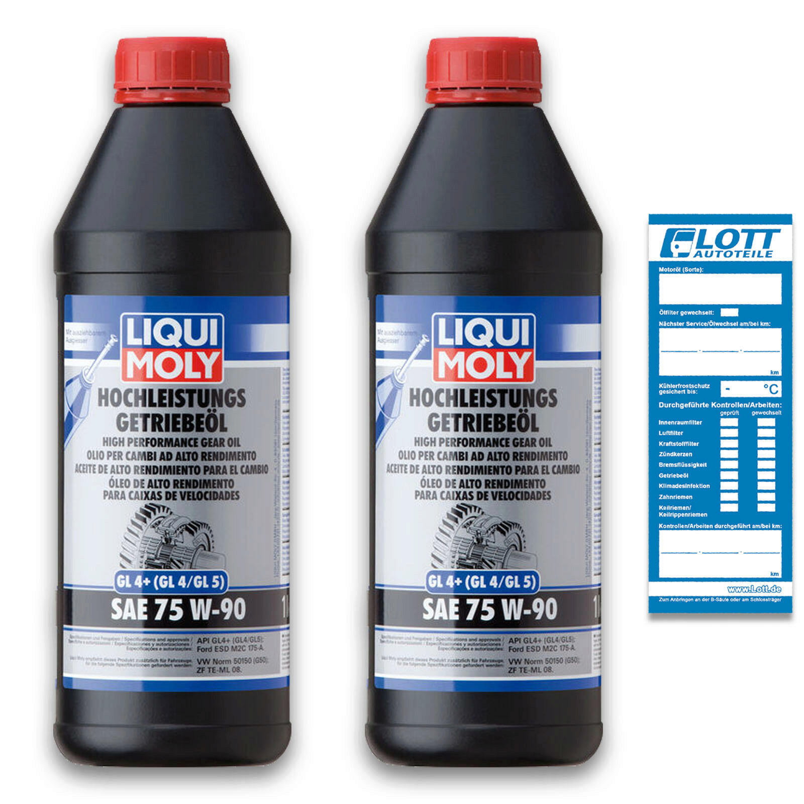 2x 1 Liter Liqui Moly Hochleistungs-Getriebeöl GL4+ SAE 75W-90 2 Liter Oil 4434