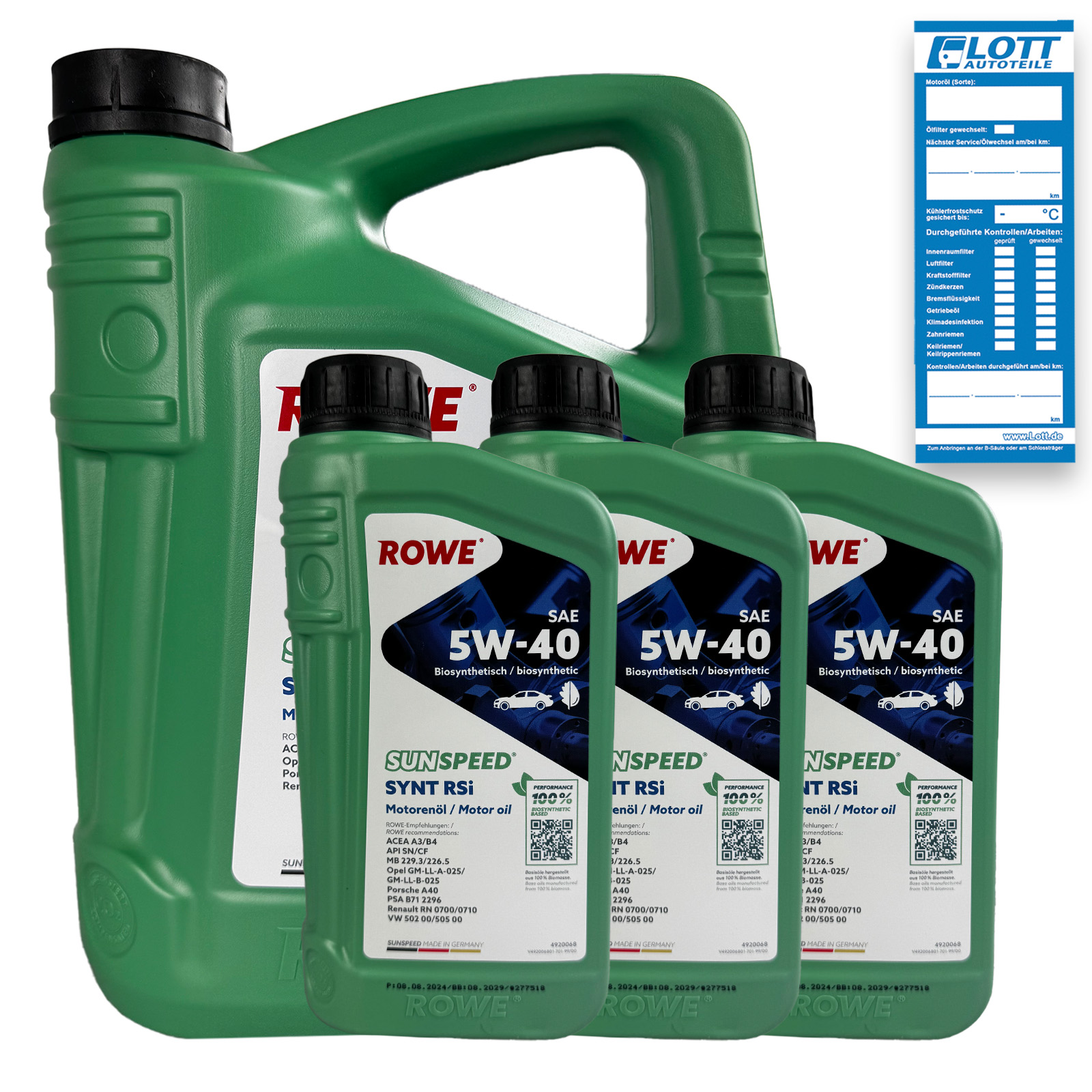 5L Rowe SUNSPEED SYNT RSi SAE 5W-40 Motoröl VW 502 00/505 00 MB 229.3/226.5