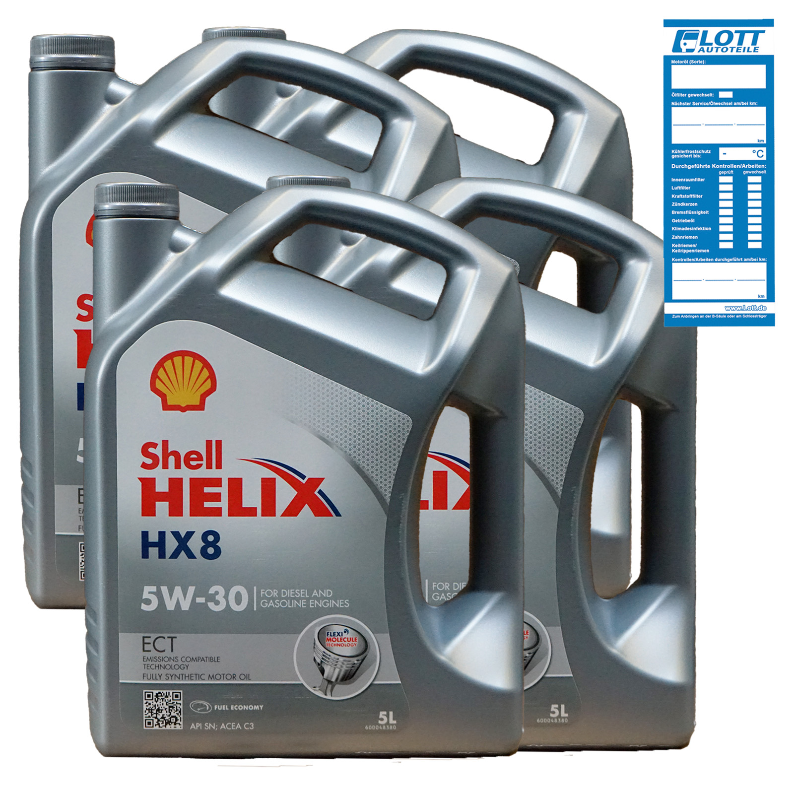 4x 5L Shell Helix HX8 ECT 5W-30 ACEA C2 Motoröl Öl MB 229.51 VW 504...