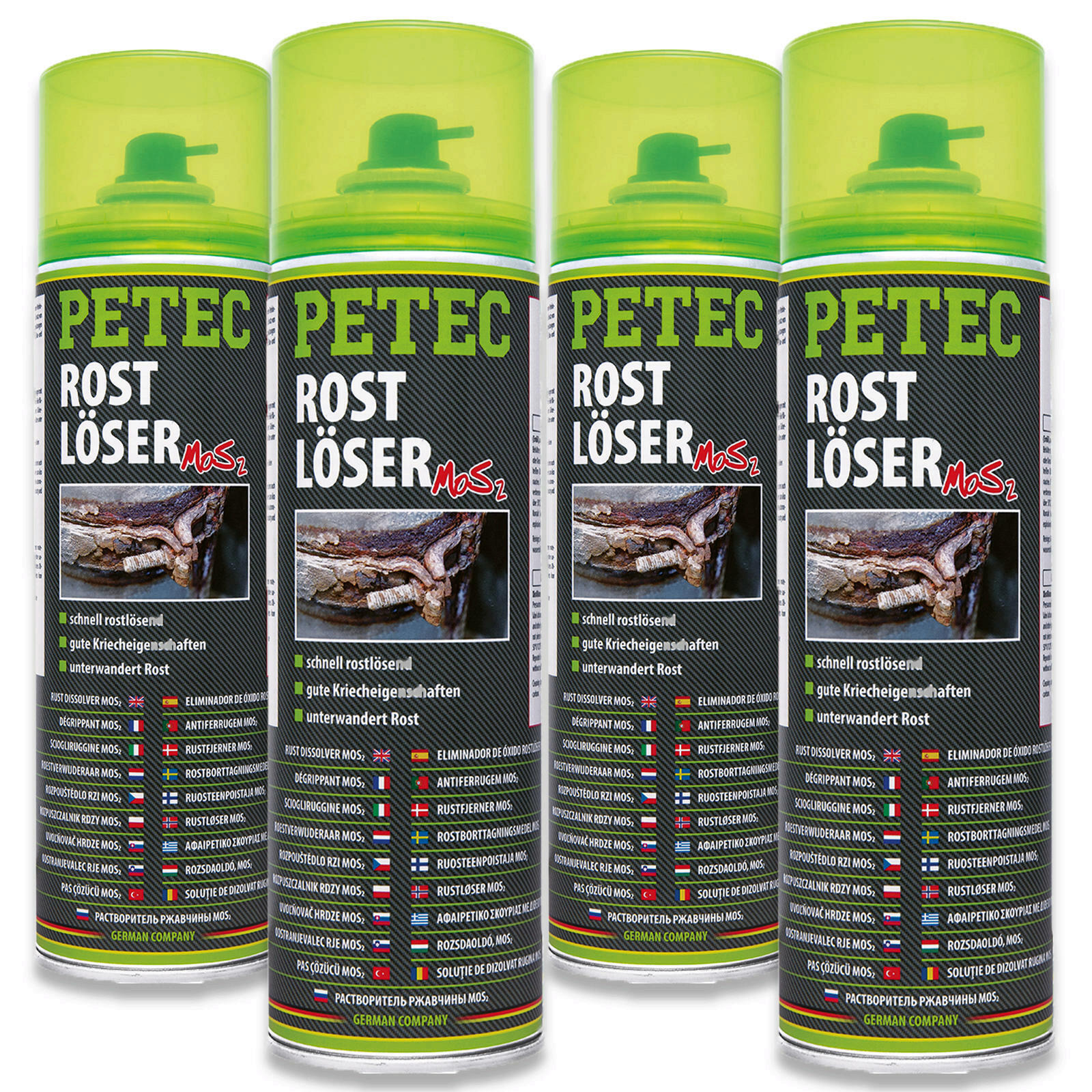 4x PETEC 70050 Rostlöser MoS2 500ml / Rostentferner / Korrosionsentferner / Rost