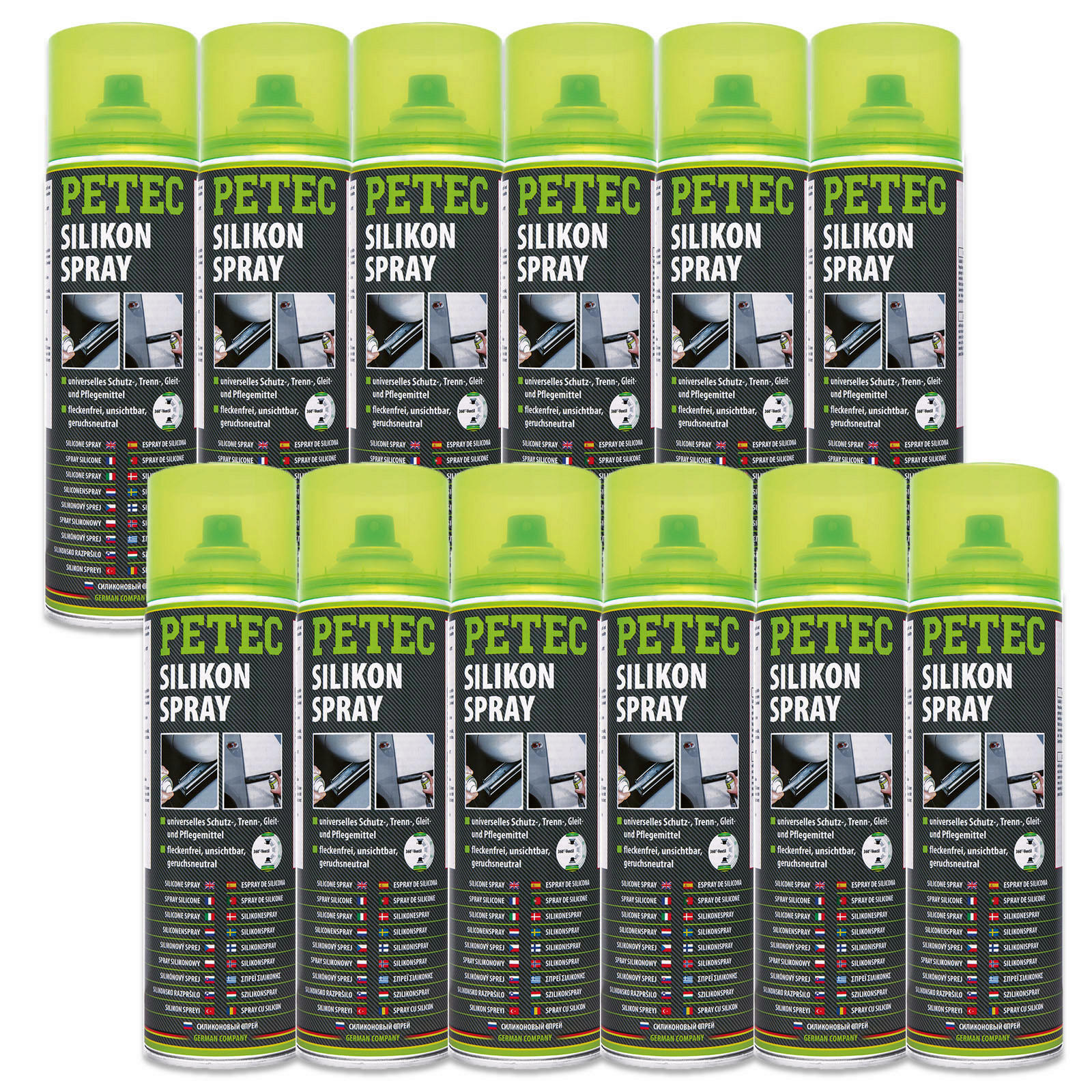 12x PETEC Silikonspray Trennmittel Kunststoffpflege Imprägnierung 500ml Silikon