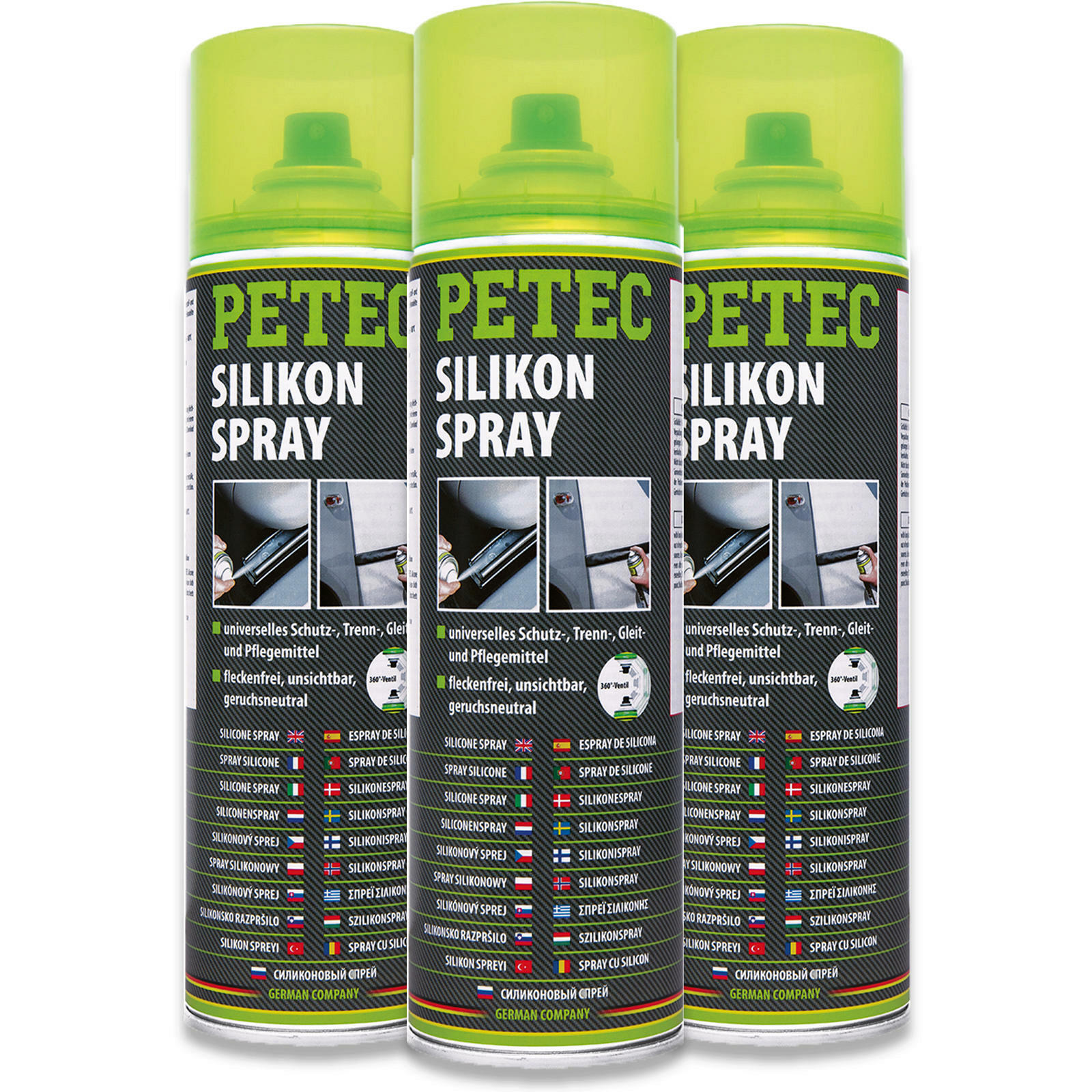 3x PETEC Silikonspray Trennmittel Kunststoffpflege Impr&auml;gnierung 500ml Silikon