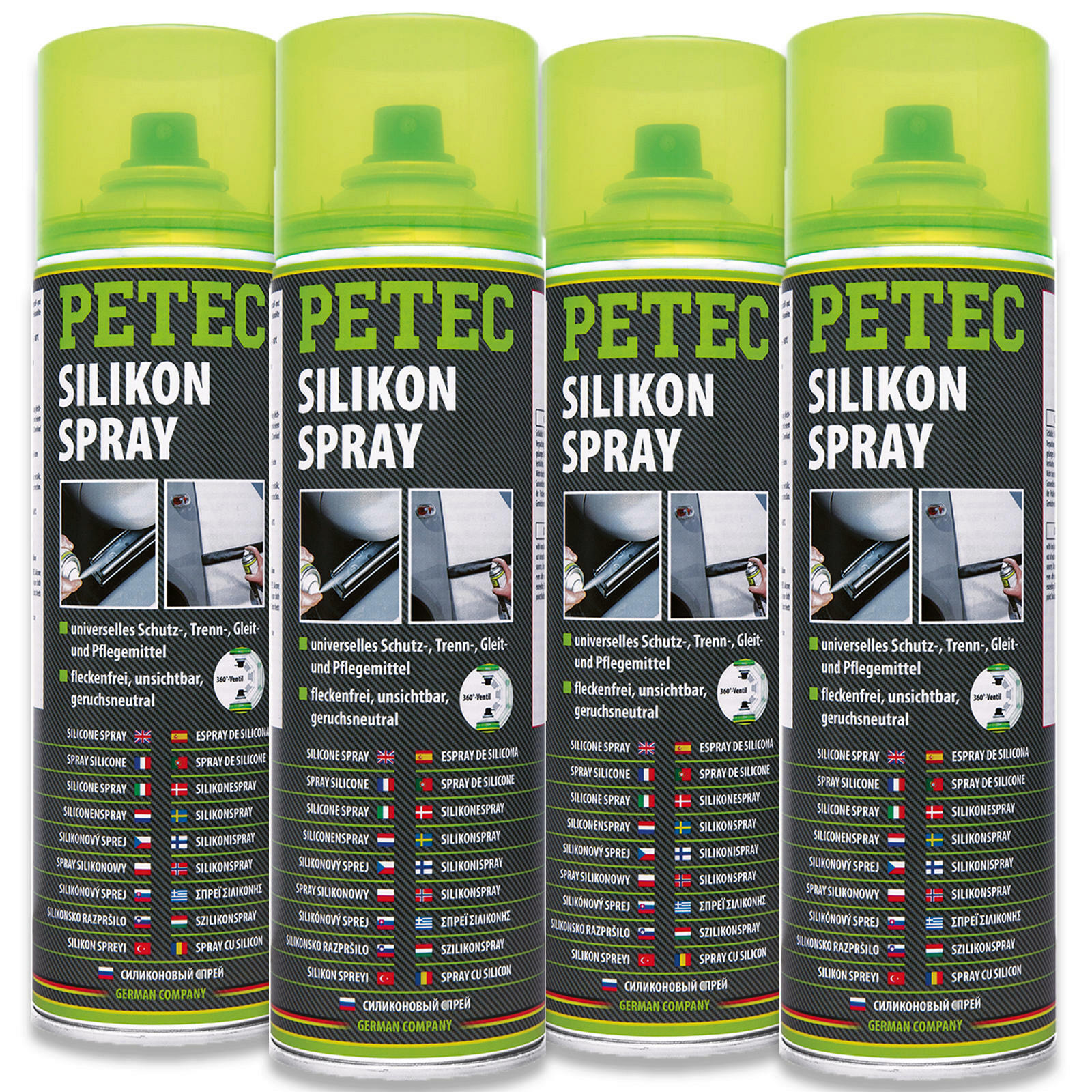4x PETEC Silikonspray Trennmittel Kunststoffpflege Imprägnierung 500ml S...