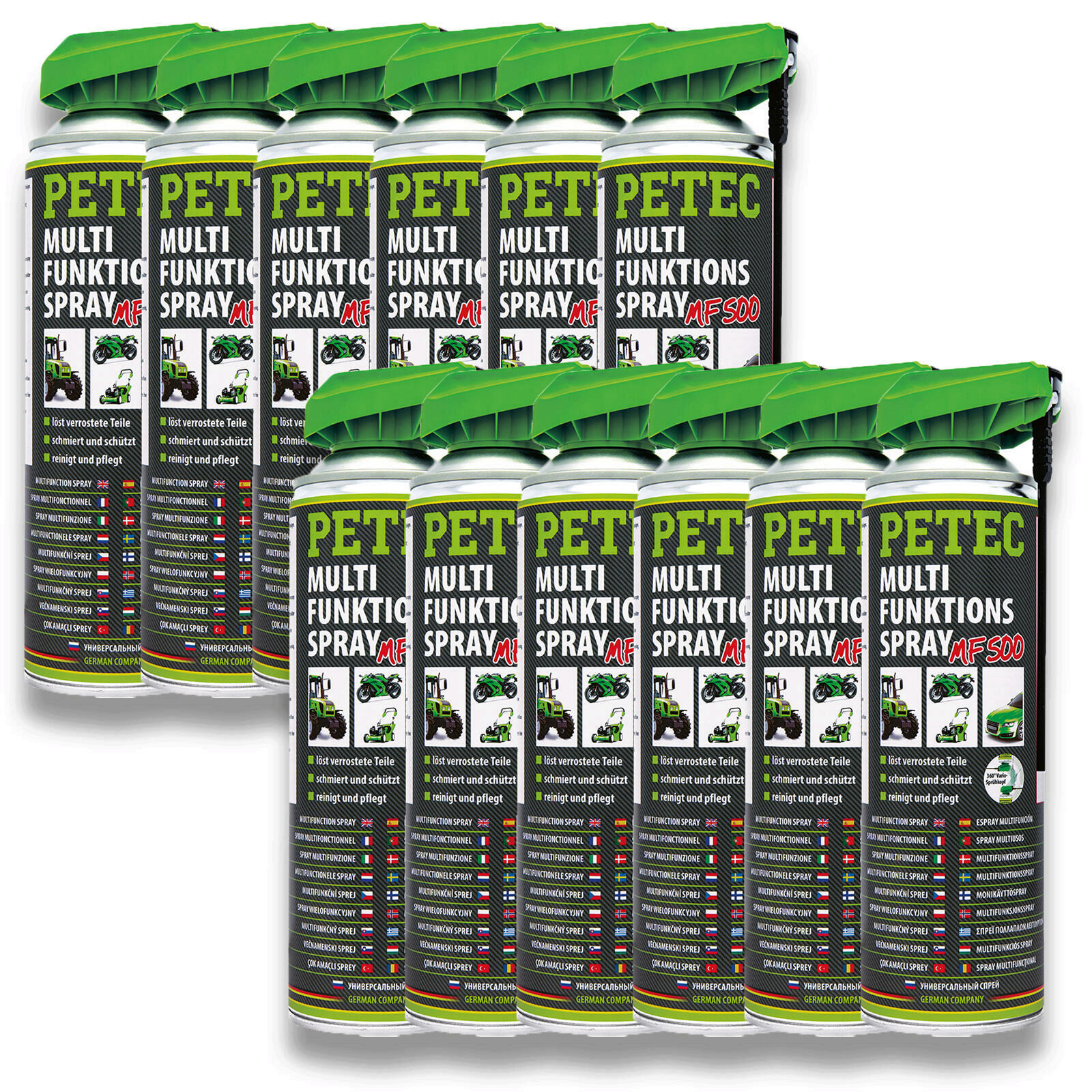 12x PETEC Multifunktionsspray 500ml Schmierstoff Rostlöser / Kriechö...