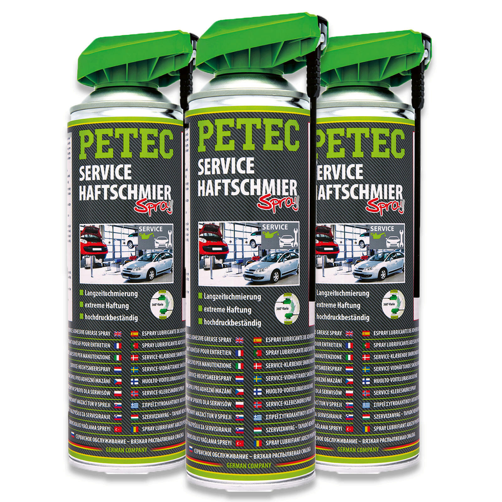 3x 500ml PETEC Service-Haftschmier-Spray transparent Schmierfett Kriech&ouml;l 71550