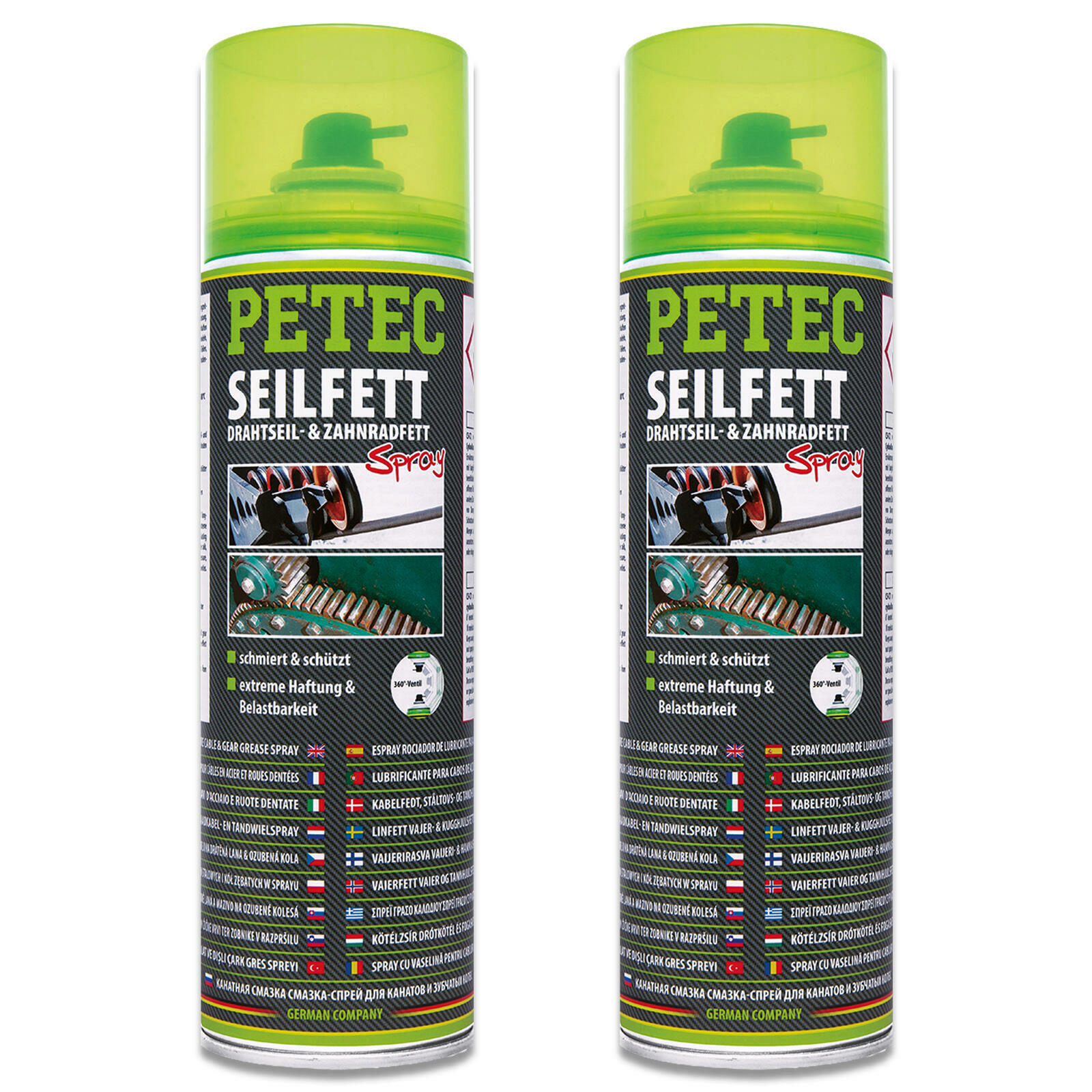 2x Petec 71650 500 ml Seilfettspray Versiegelung Drahtseilfett Zahnradfett Kette