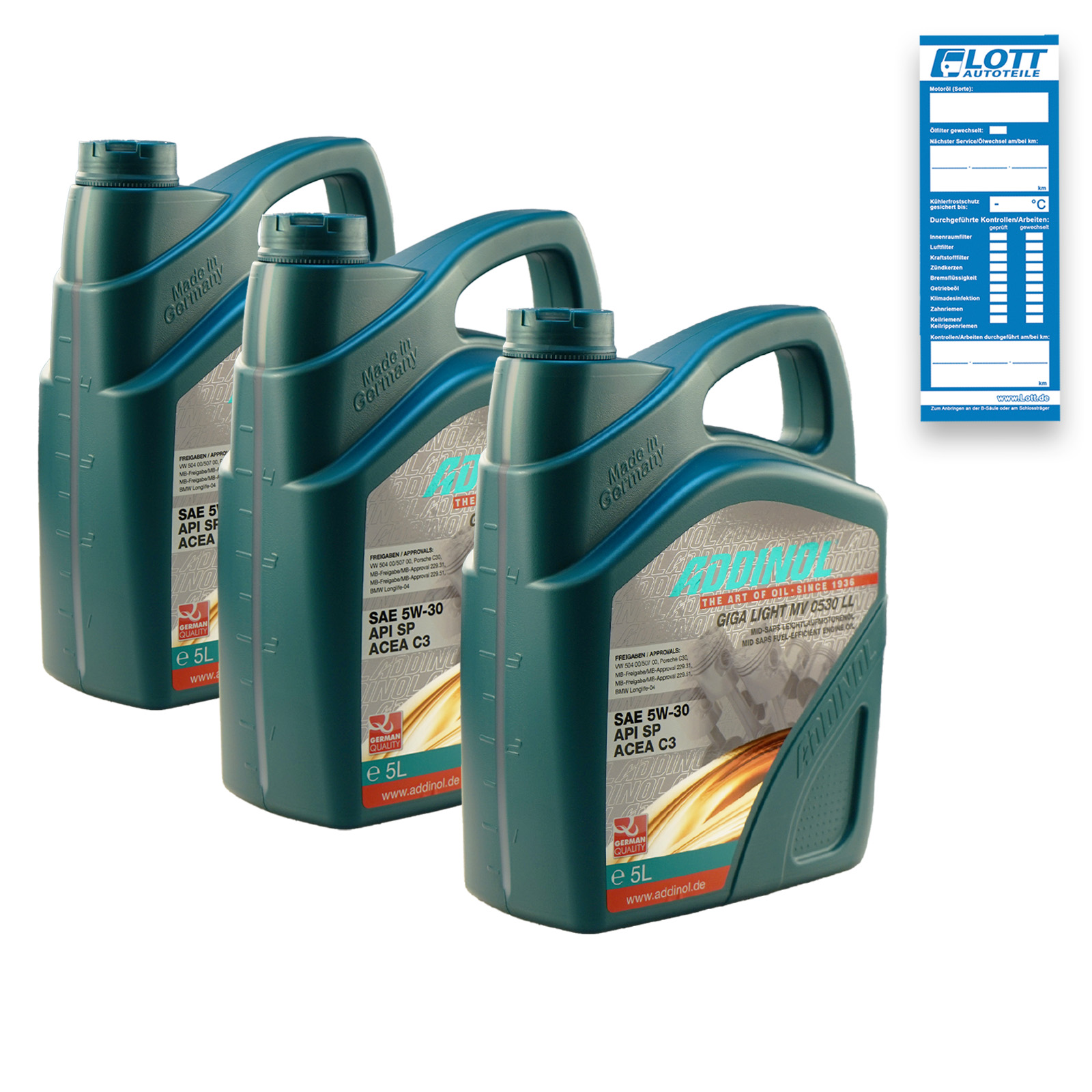 3x 5L ADDINOL GIGA LIGHT MV 5W-30 Motoröl BMW LL 04 VW 504.00 507.00 MB ...