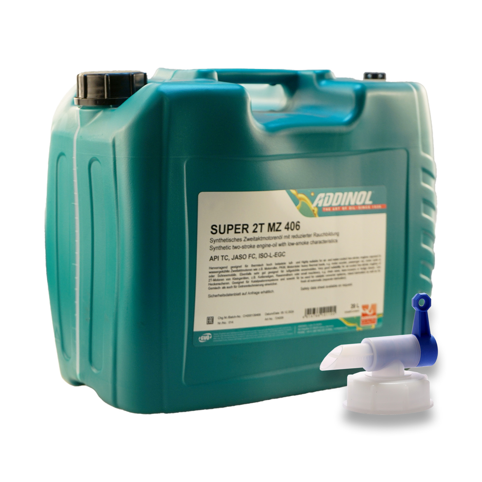 20L ADDINOL Motoröl 2-Takt Super 2T MZ 406 API TC ISO L-EGC JASO FC + Hahn