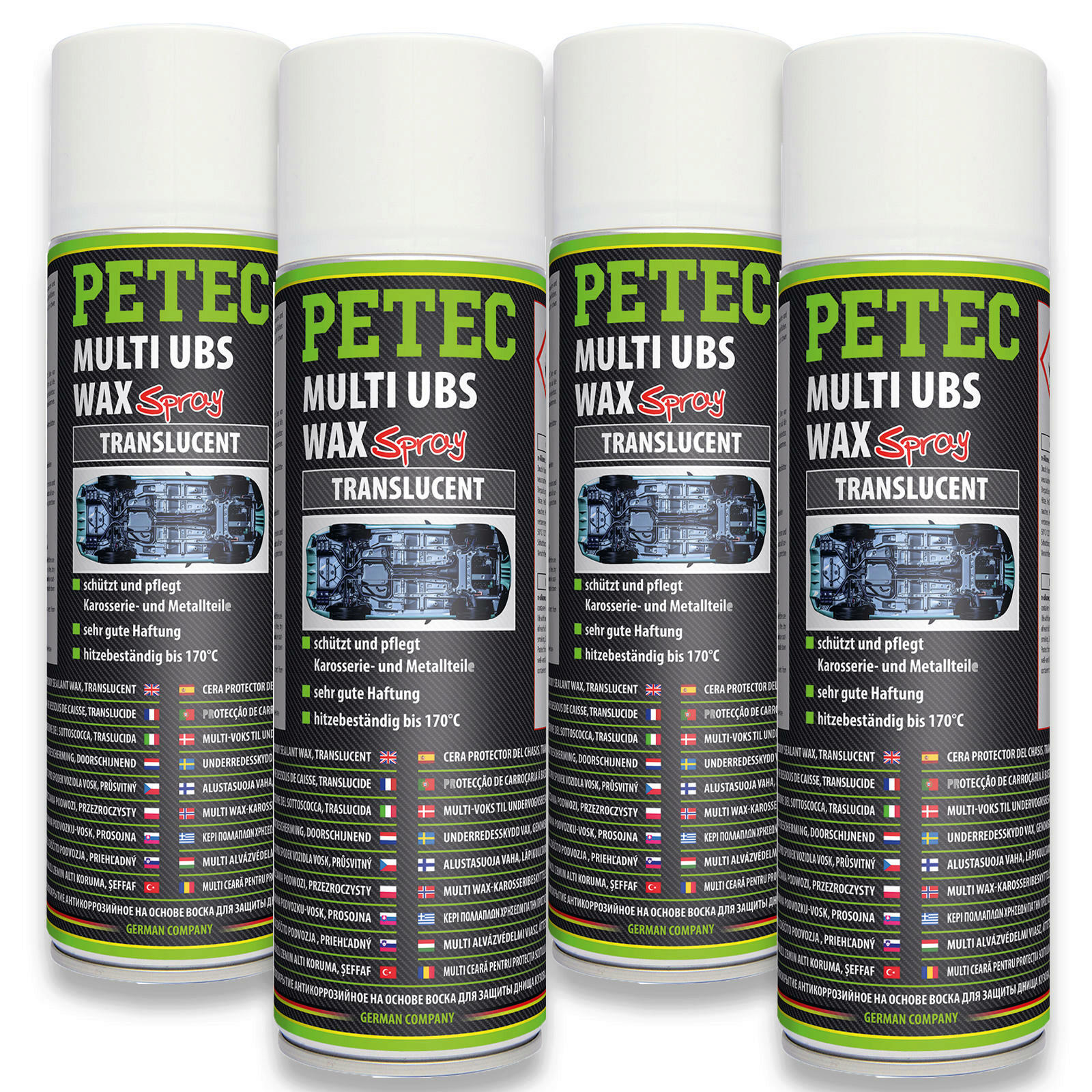 4x 500ml PETEC Multi UBS Wax Unterbodenschutz Rostschutz Kautschukbasis // 73450