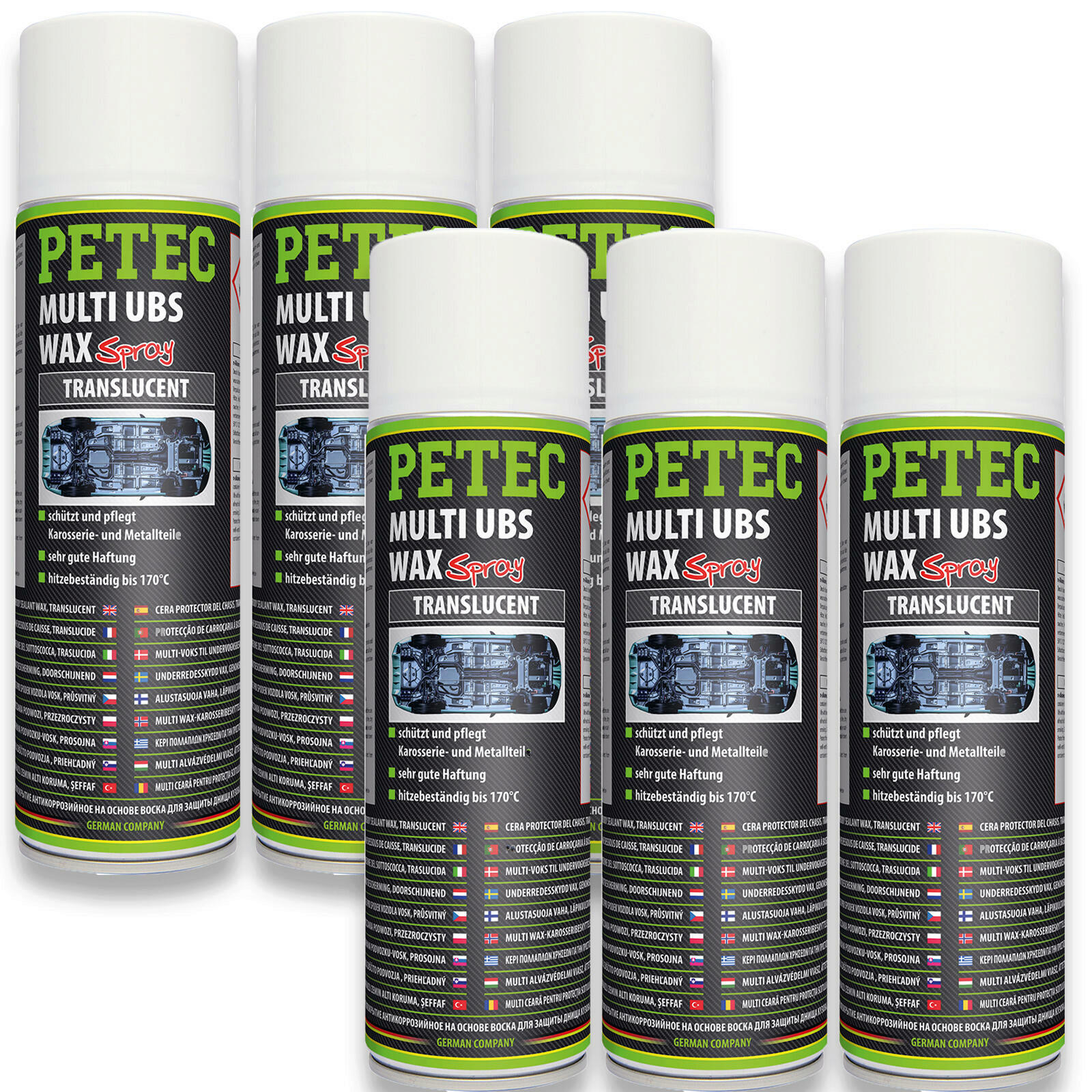 6x 500ml PETEC Multi UBS Wax Unterbodenschutz Rostschutz Kautschukbasis // 73450