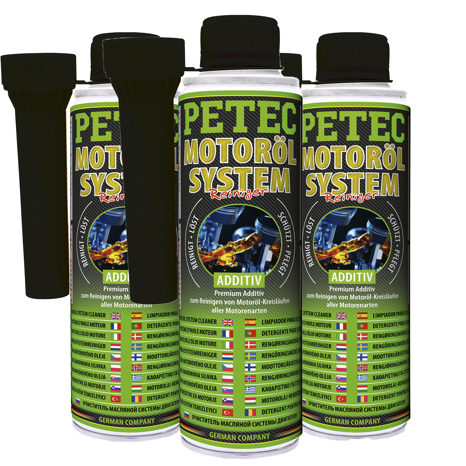 3x Petec Motorspülung 300ml Motorölsystemreiniger passend für Benzin- u. Dieselmotoren