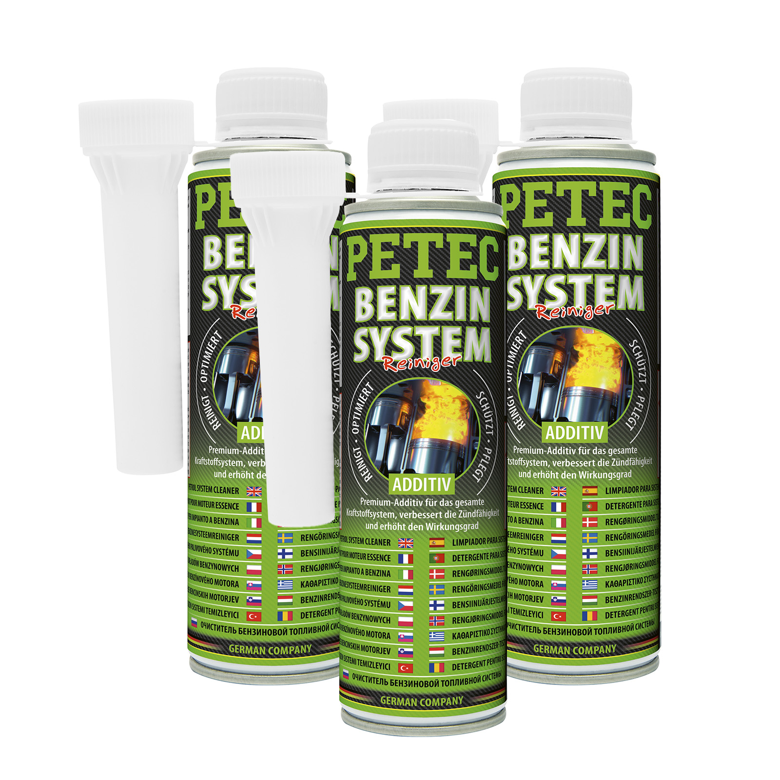 3xPetec BENZINSYSTEMREINIGER 300ml Kraftstoffsystem Reinigung Schutz und Pflege