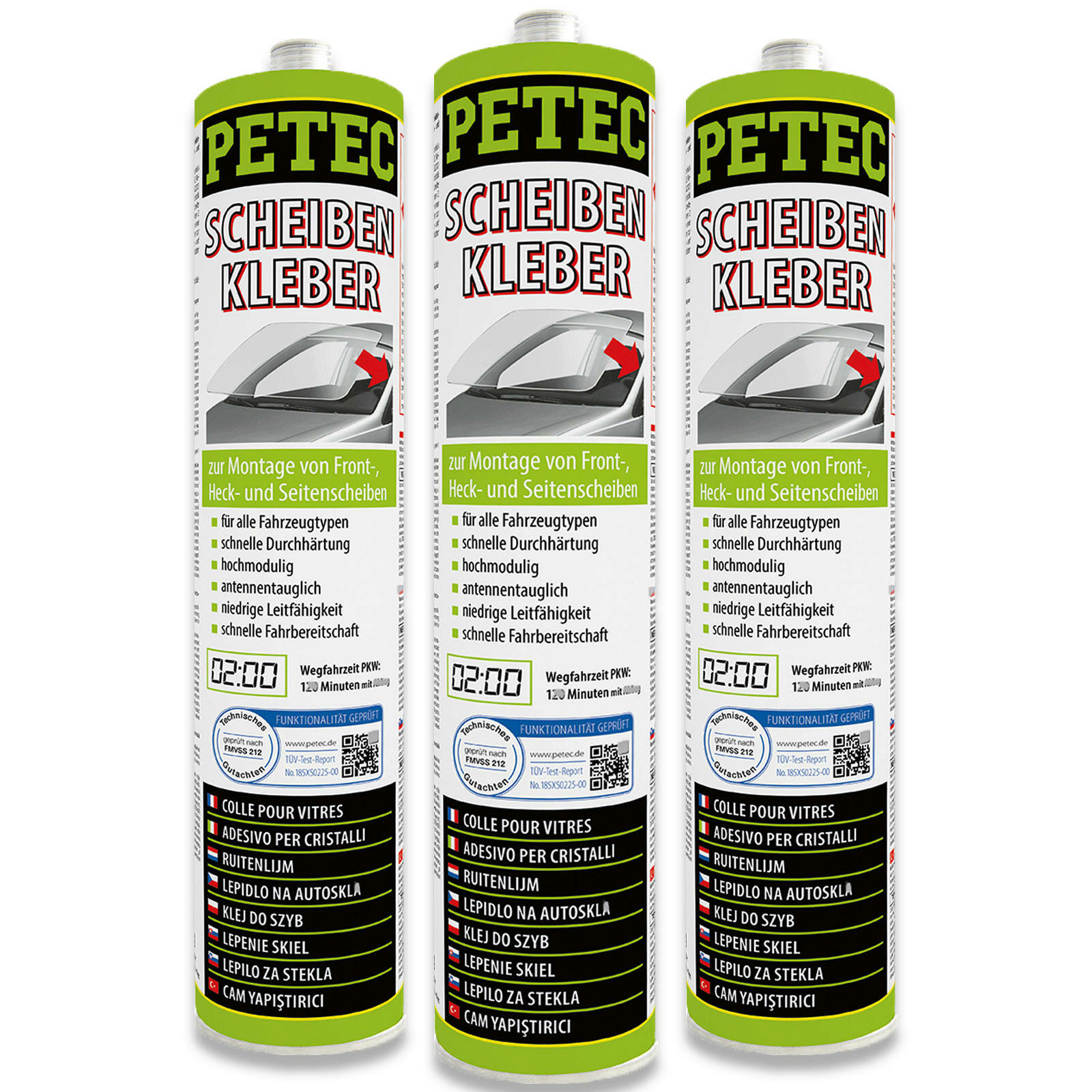 3x 310ml PETEC Scheibenkleber Kartusche Kleber Scheibe Dichtmasse Frontscheibe
