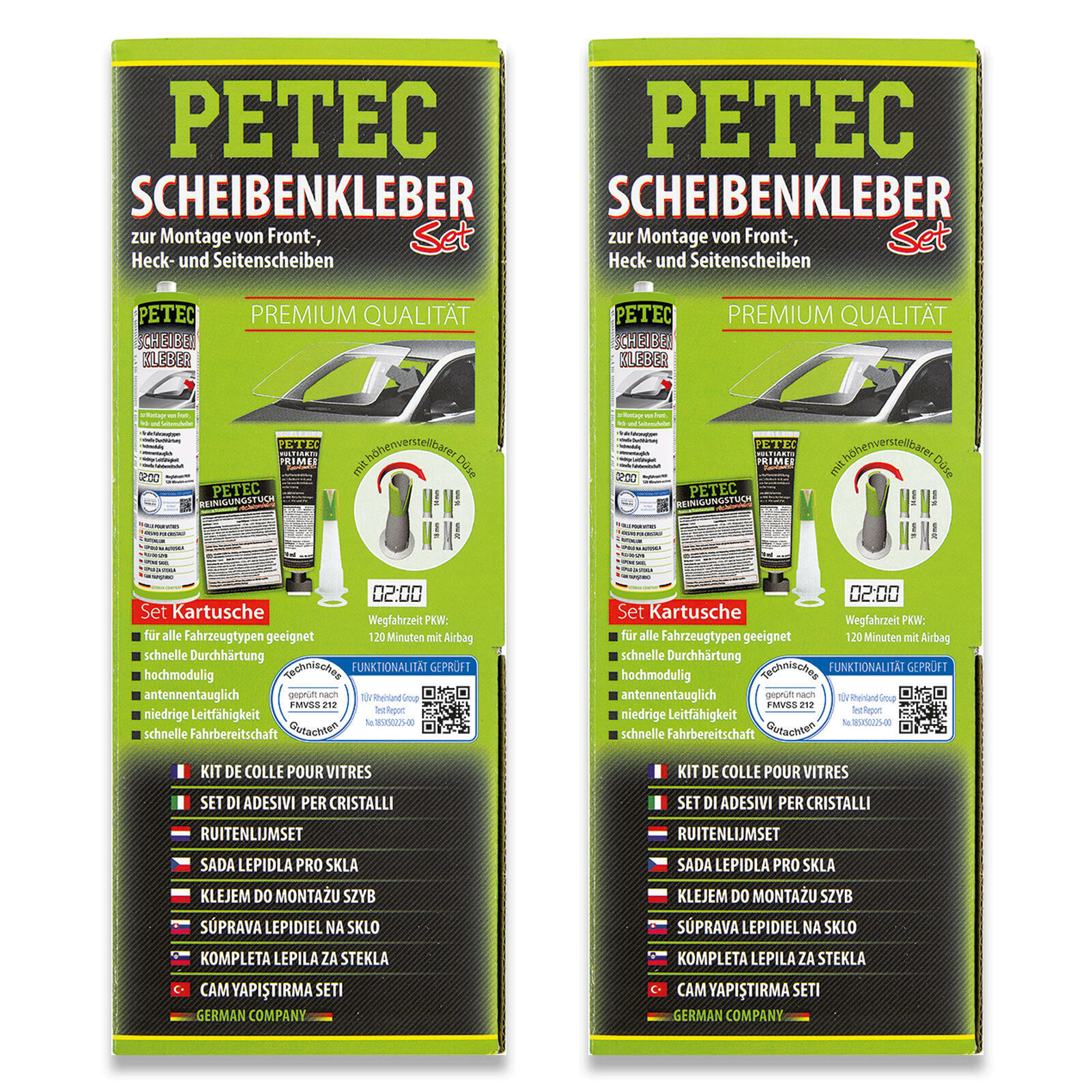 2x PETEC Scheibenkleber 310ml Set Kartusche Frontscheibe Heckscheibe Windschutz
