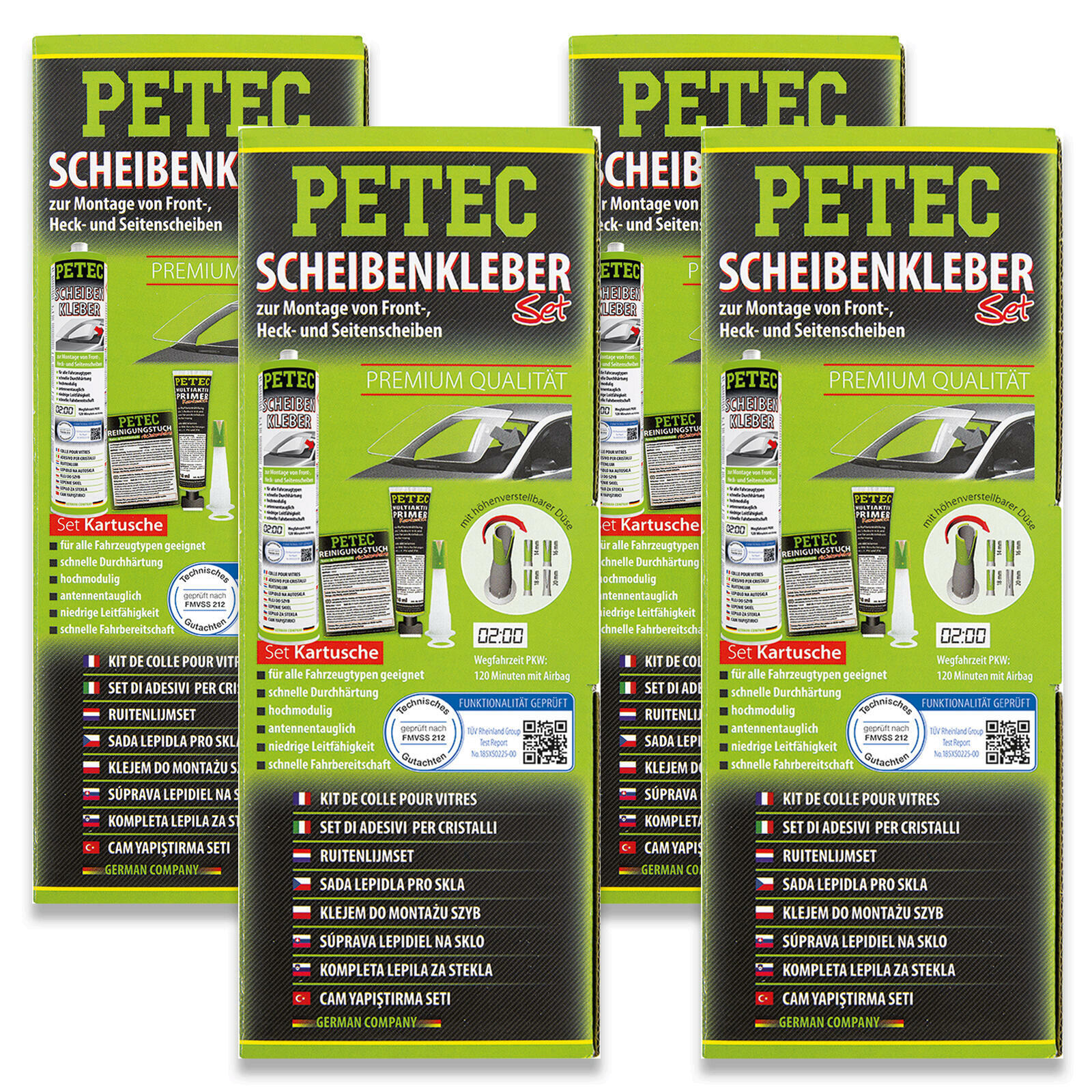 4x PETEC Scheibenkleber 310ml Set Kartusche Frontscheibe Heckscheibe Windschutz