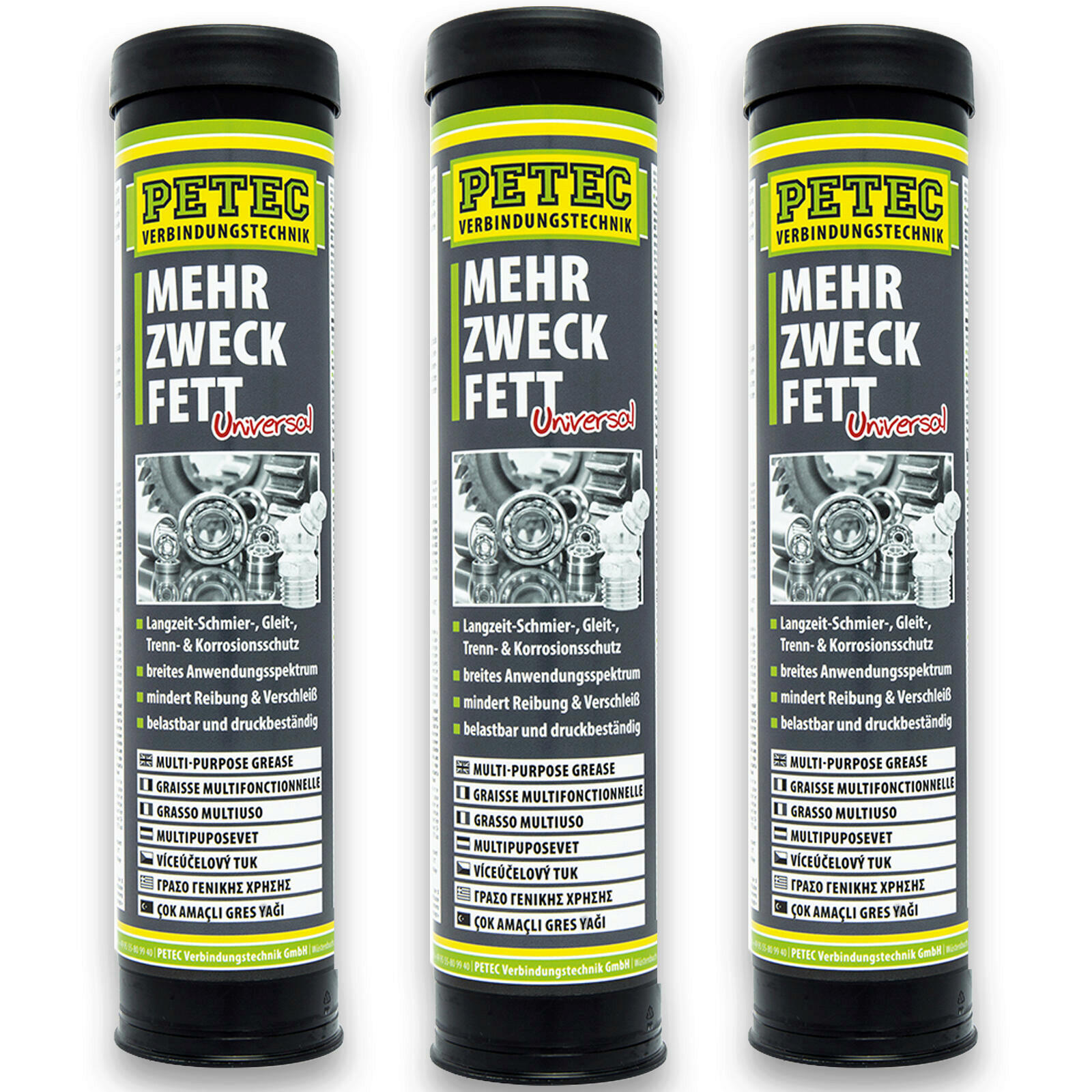 3x Petec 94444 Mehrzweckfett Kartusche 400g Schmierfett Lager Universalfett