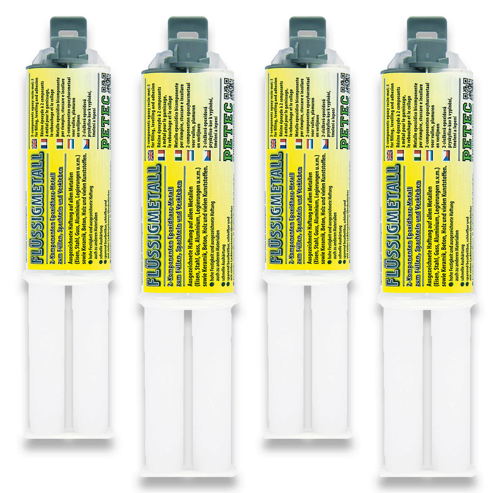 4x PETEC 25ml Flüssigmetall 2Komponenten Epoxidharz Kleber Metallkleber ...