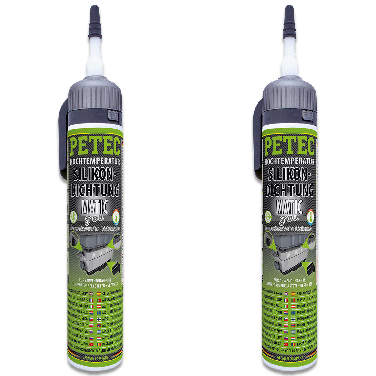 2x Petec 97620 Silikondichtung grau 200 ml Dichtmasse dauerelastisch Silikon KFZ