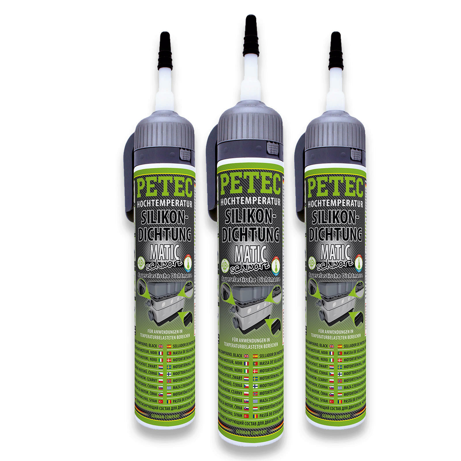 3x PETEC Matic SD Silikondichtung Dichtmasse dauerelastisch 200ml schwarz 97720