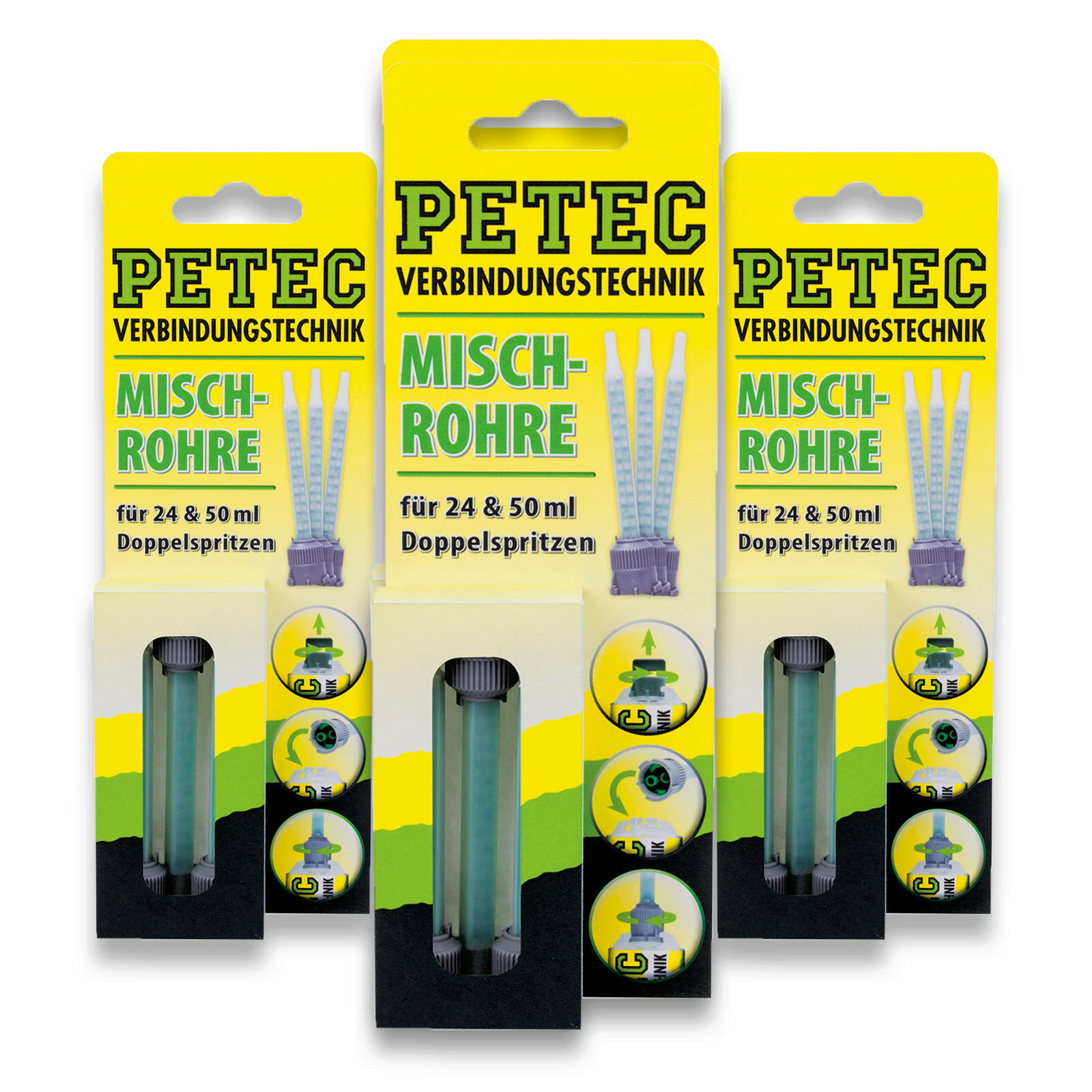 3x Petec 98603 Mischrohr Statikmischrohr Kartuschen Doppelspritze 50 ml SB-Ka...