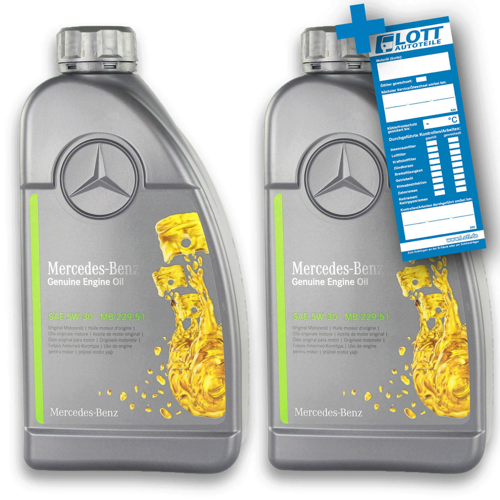 2x 1L Original Mercedes Benz Motoröl 5W-30 Motorenöl MB 229.51 A000...