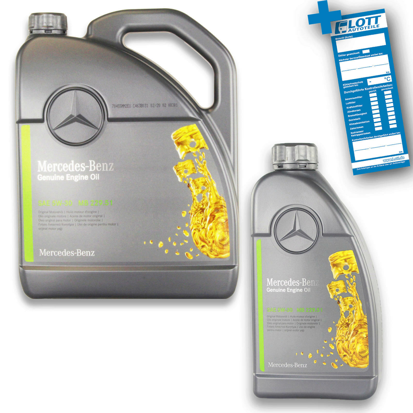 6L Original Mercedes Benz Motoröl 5W-30 Motorenöl MB 229.51 A000989940213ALEE