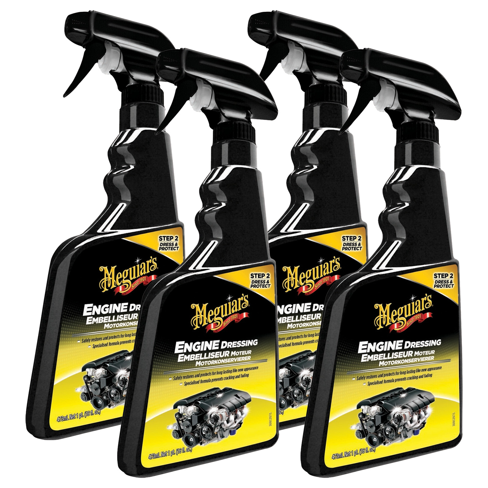 4x Meguiars Engine Dressing Motorkonservierer 473ml Motorraumkonservierung