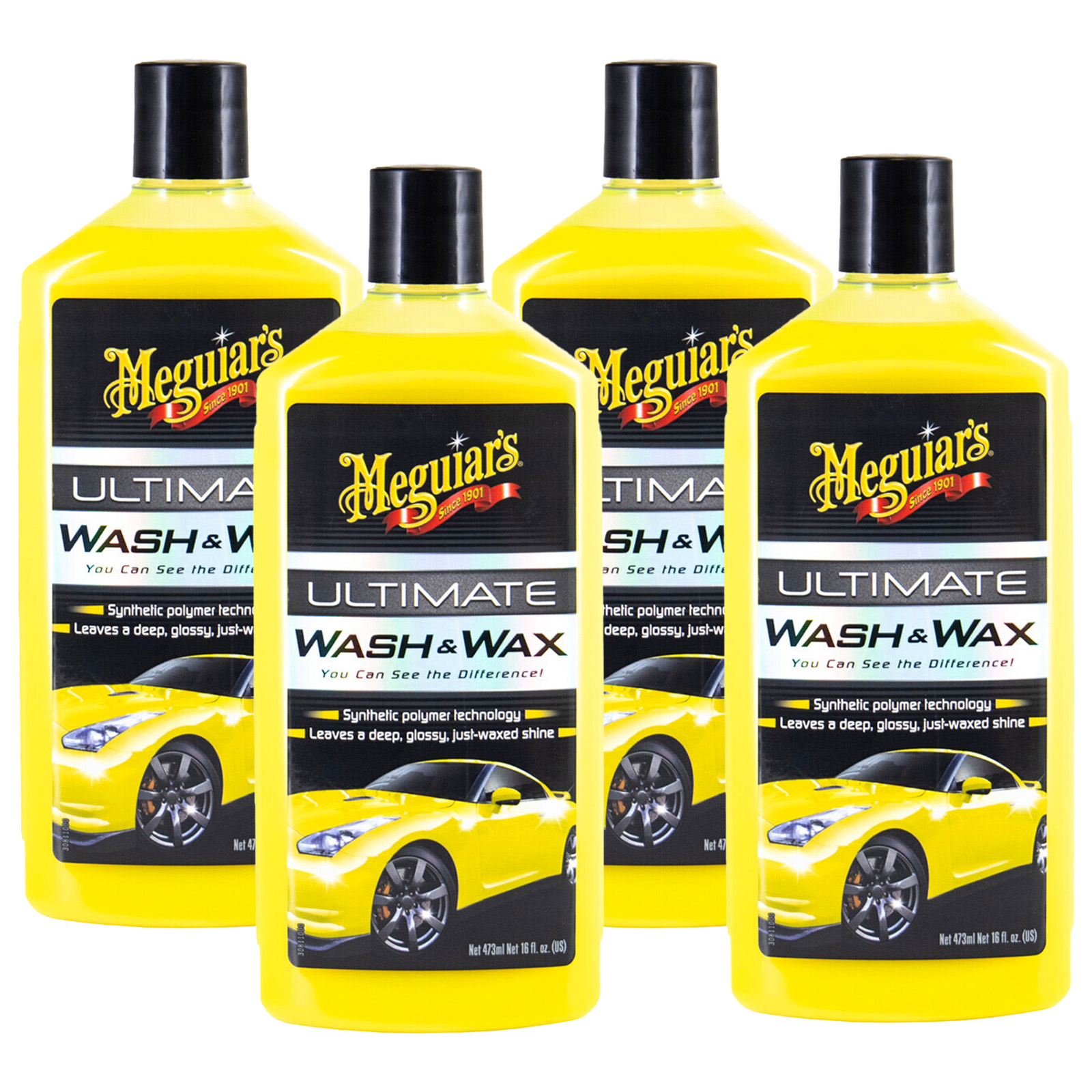4x Meguiars Ultimate Wash & Wax 473ml Autoshampoo Wachs Lackreinigung G17...