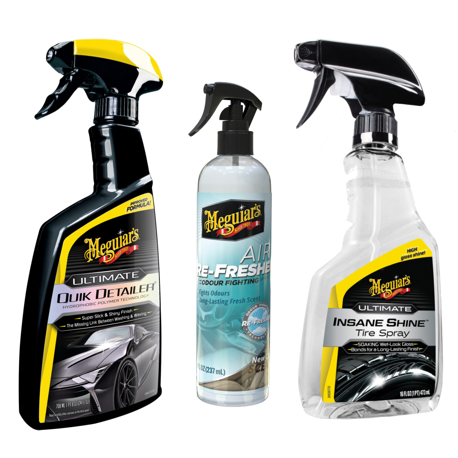 Meguiar`s Quik Detailer +Ultimate Shine Spray + New Car Refrisher