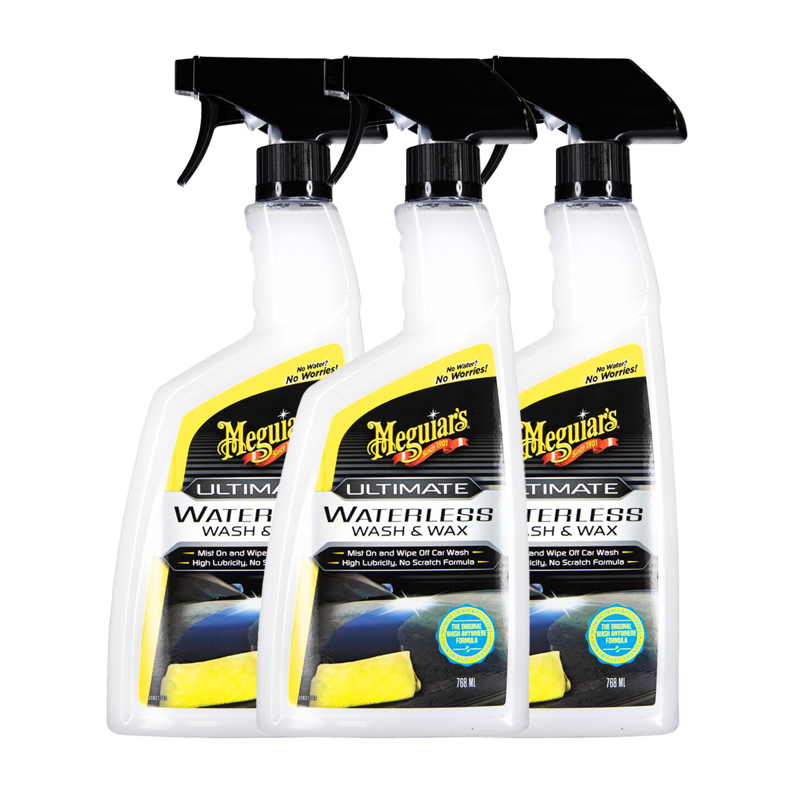 3x Meguiars Ultimate Waterless Wash & Wax 768ml Autowäsche Wachs Auto Schutz