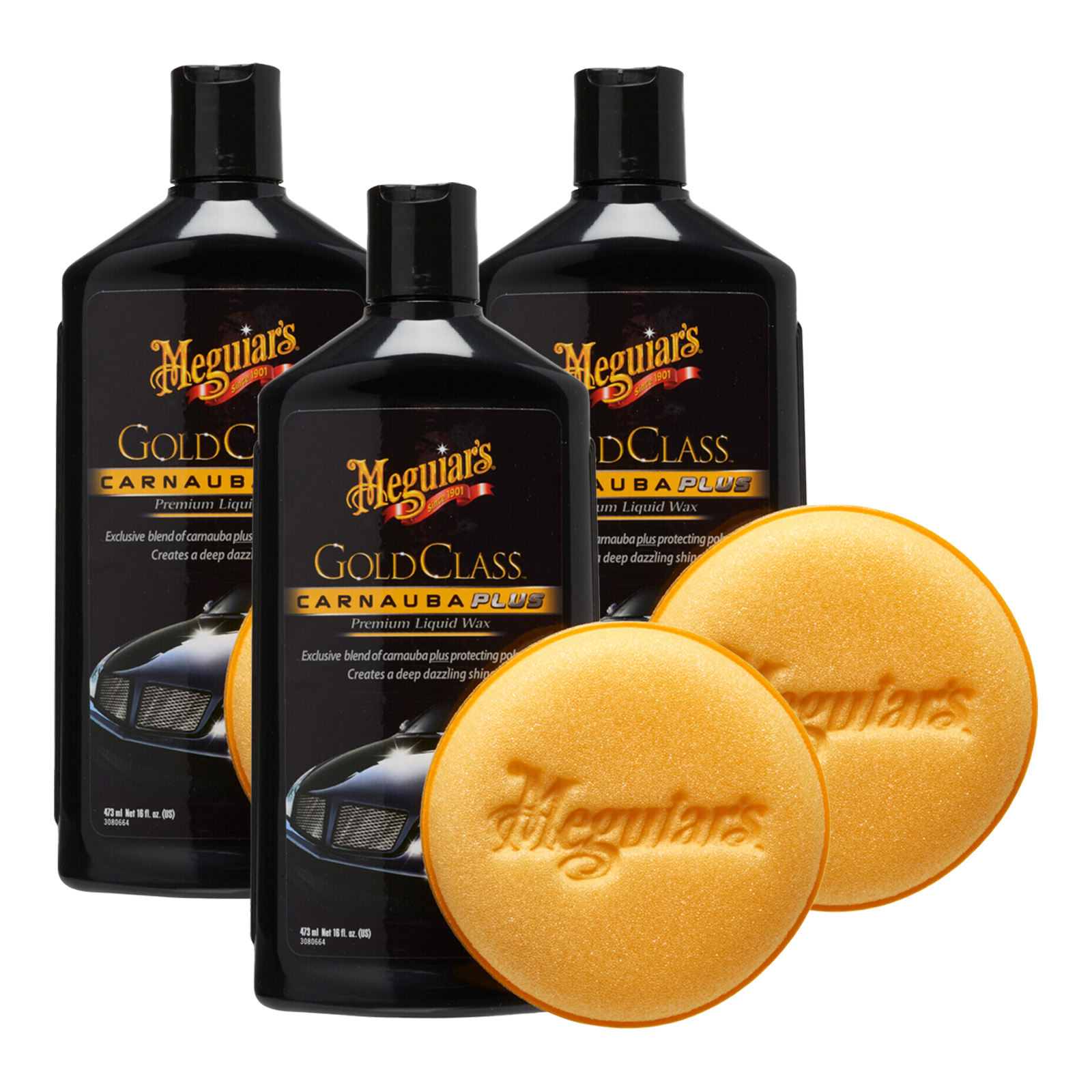 3x Meguiars Gold Class Carnauba Plus Premium Wax Liquid 473ml Autowachs G7016EU