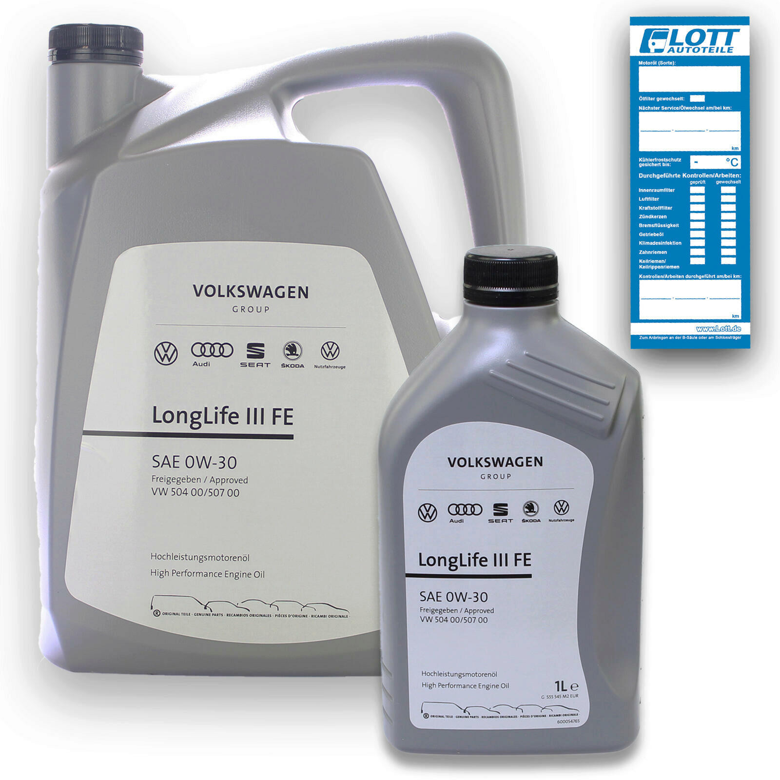 6L Original VW Audi 0W-30 Motoröl 504 00 507 00 Longlife 3 FE 5W-30 Nach...