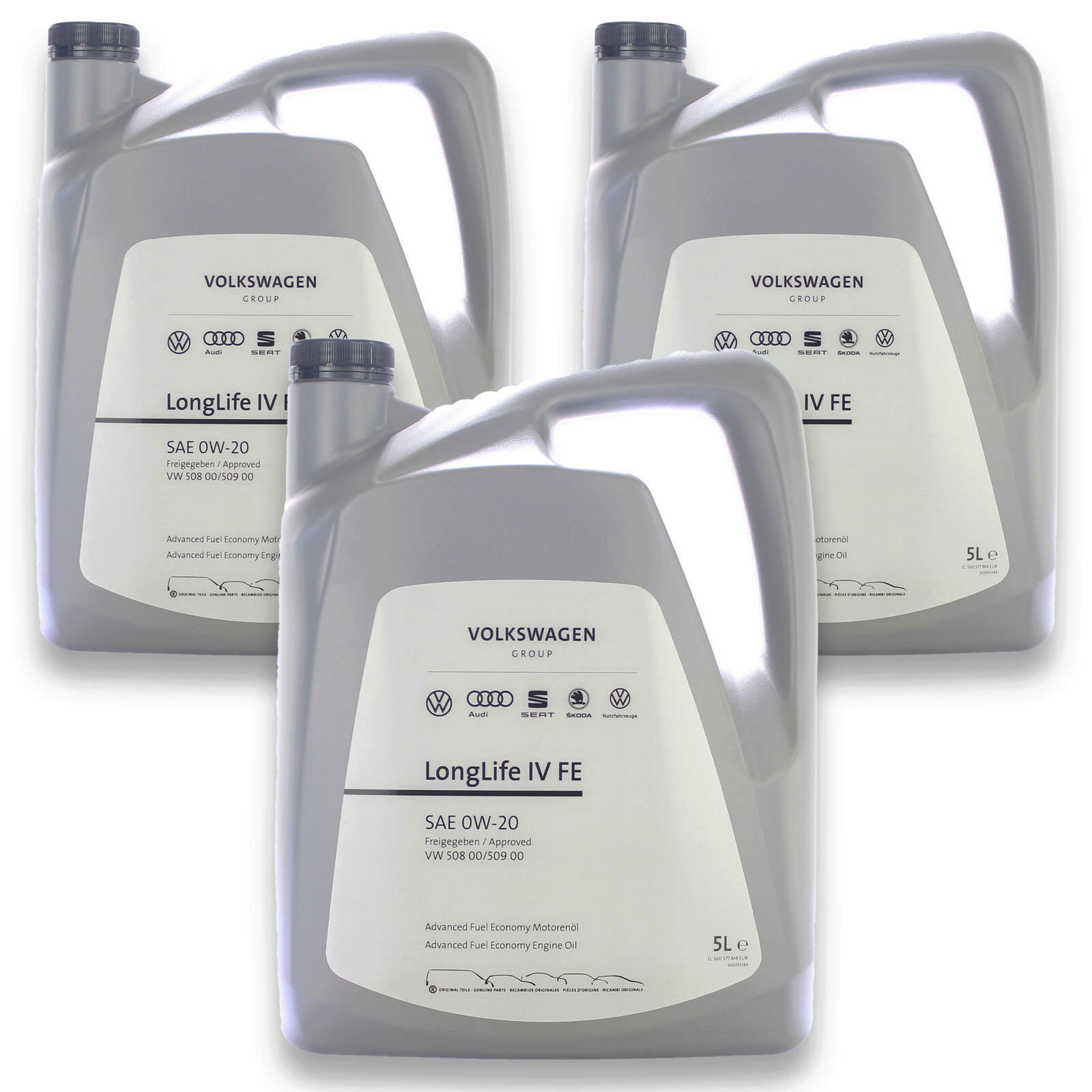3x 5L Original VW Audi VAG Motoröl 0W-20 Longlife 4 IV 508 00 509 00 Mot...