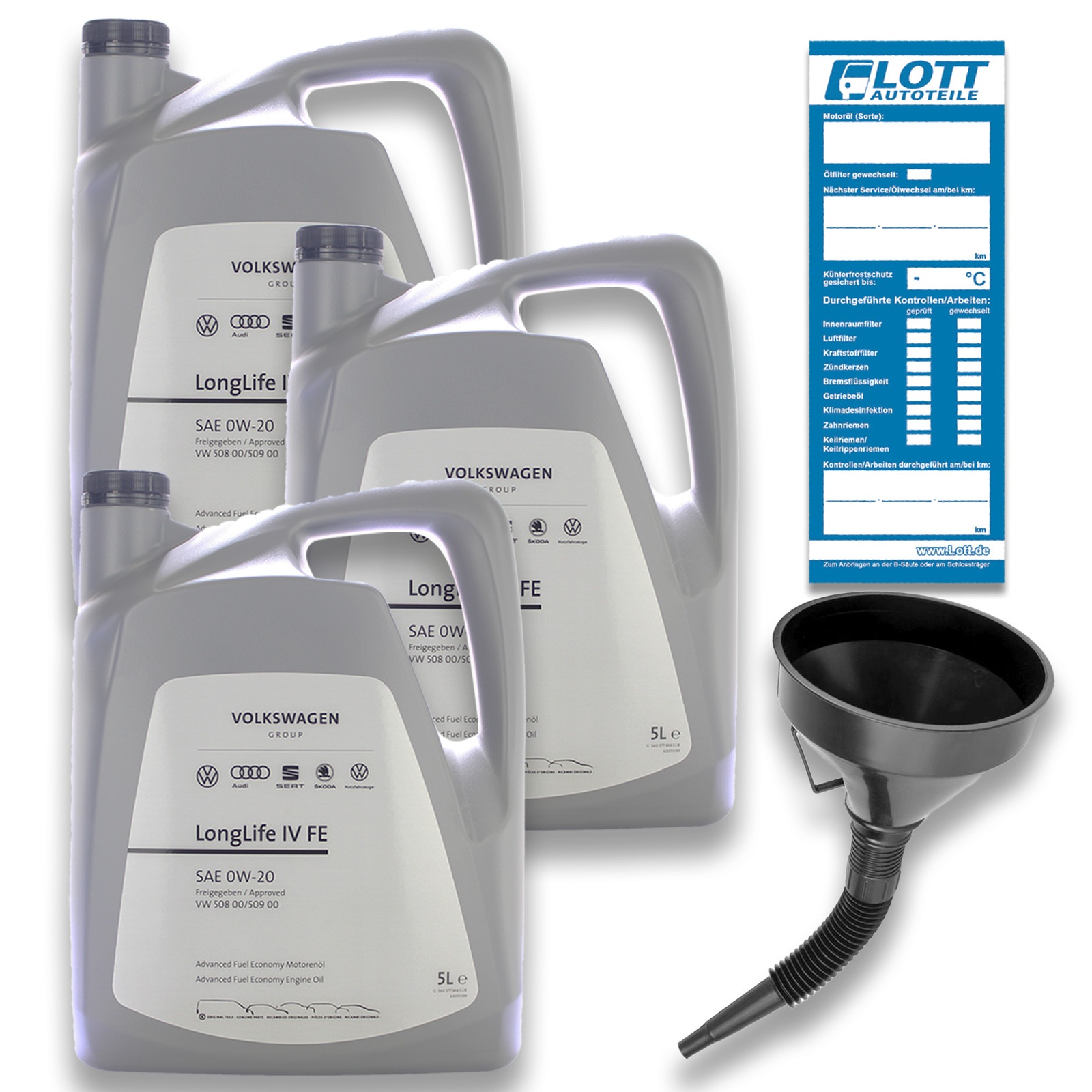 3x 5L Original VW Audi VAG Motoröl 0W-20 Longlife 4 IV 508 00 509 00 + T...