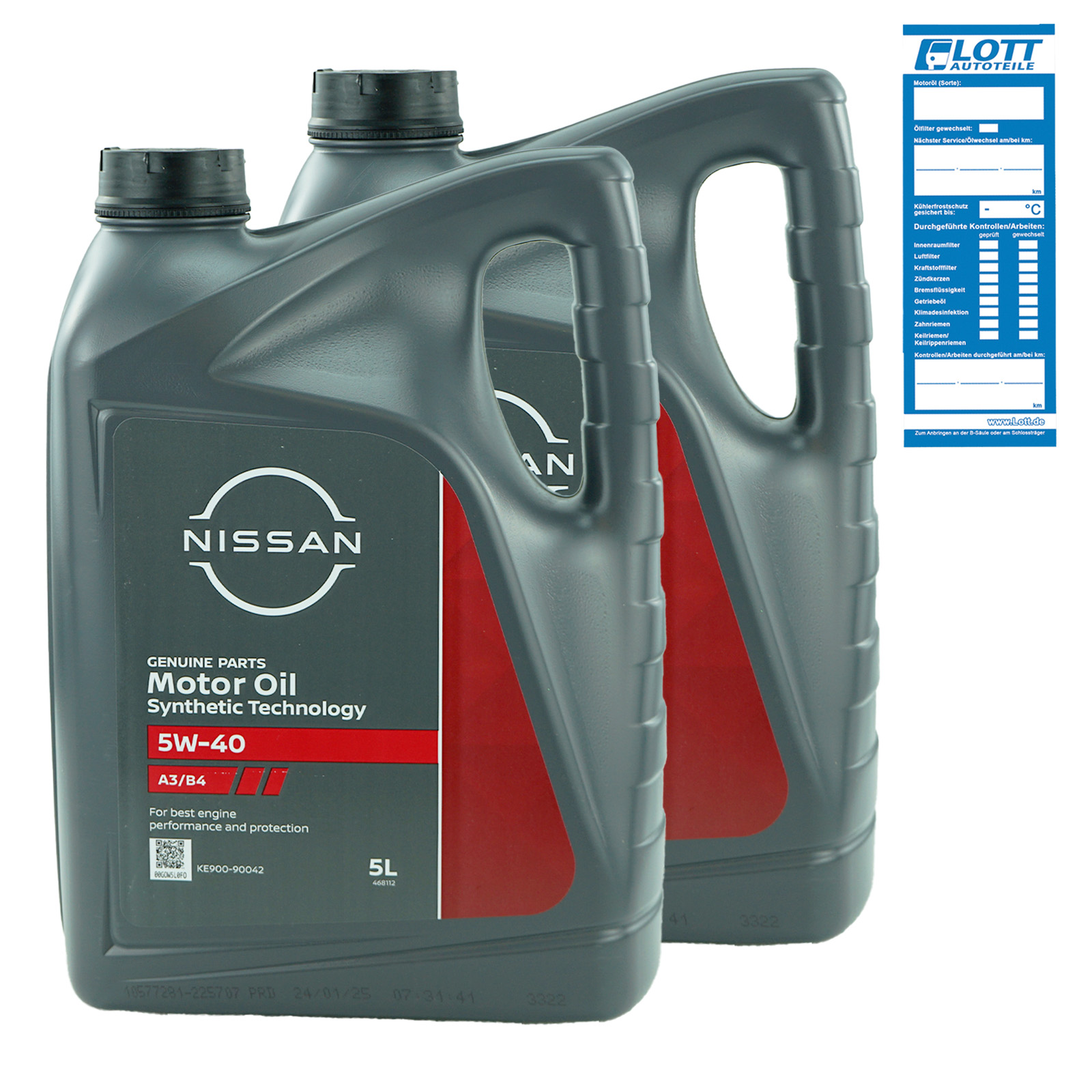 2x 5L Original Nissan Motoröl Motor-Oil 5W-40 ACEA A3/B4 API SN/CF KE900...