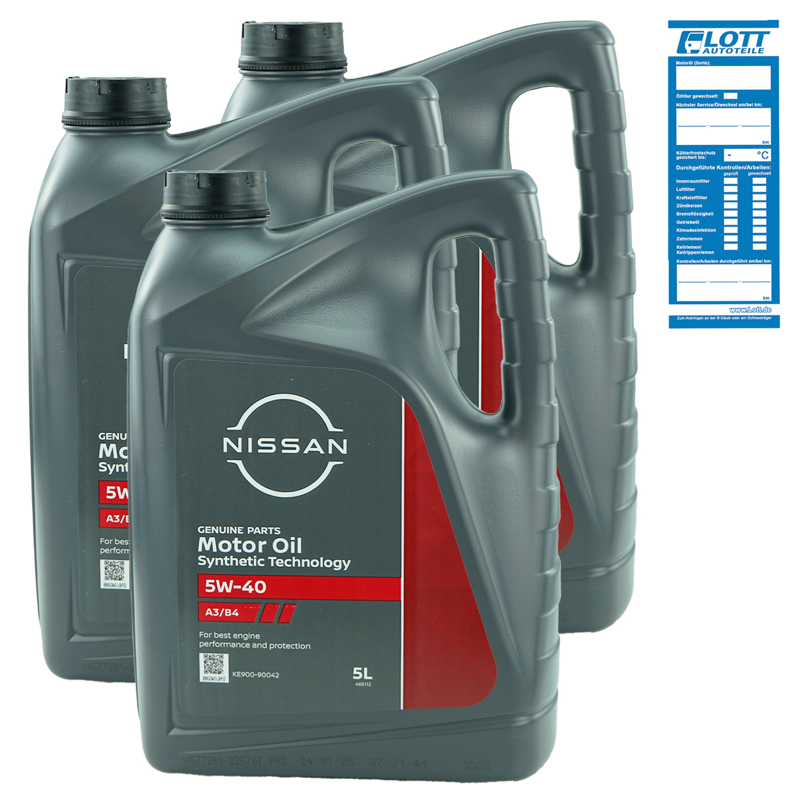 3x 5L Original Nissan Motoröl Motor-Oil 5W-40 ACEA A3/B4 API SN/CF KE900...