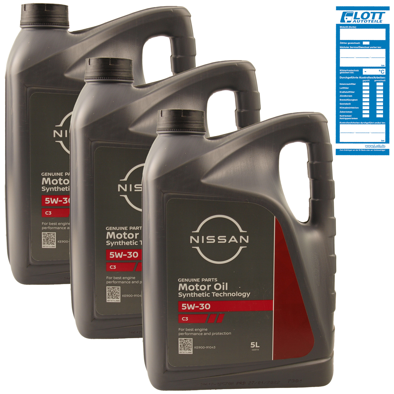 3x 5L Original Nissan 5W-30 vollsynthetisches Motoröl ACEA C3/API SN/CF