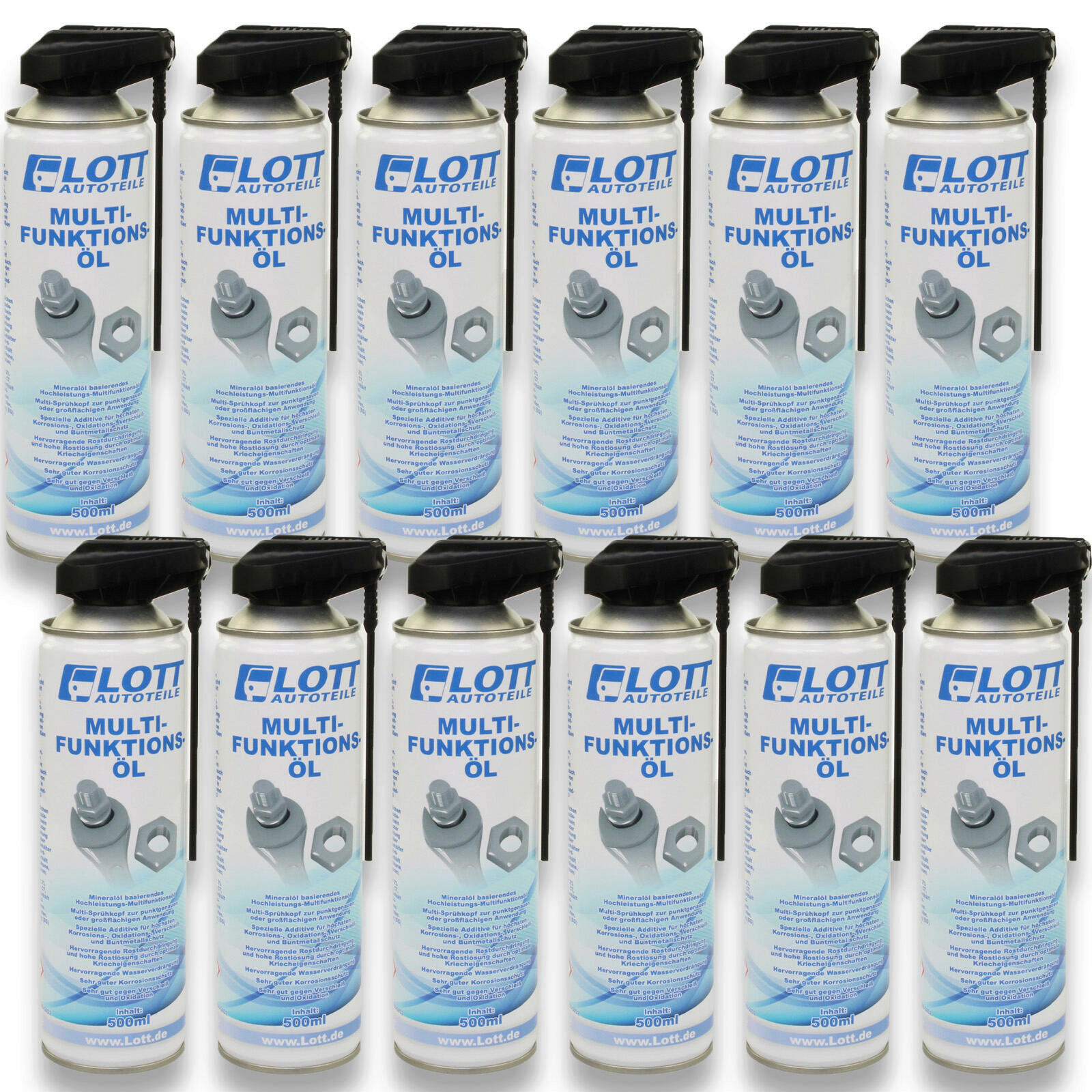 12x Lott Multifunktionsöl mit 2-Wege Sprühkopf 500ml