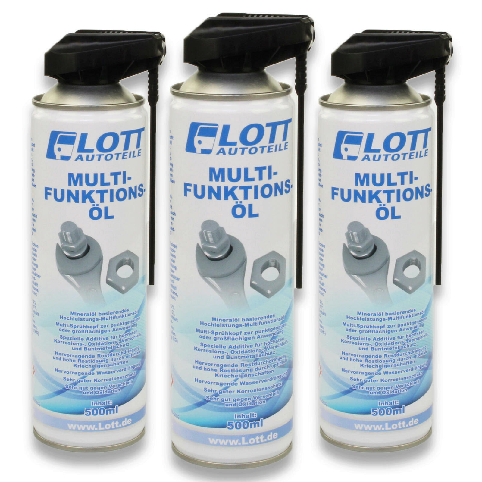 3x Lott Multifunktionsöl mit 2-Wege Sprühkopf 500ml