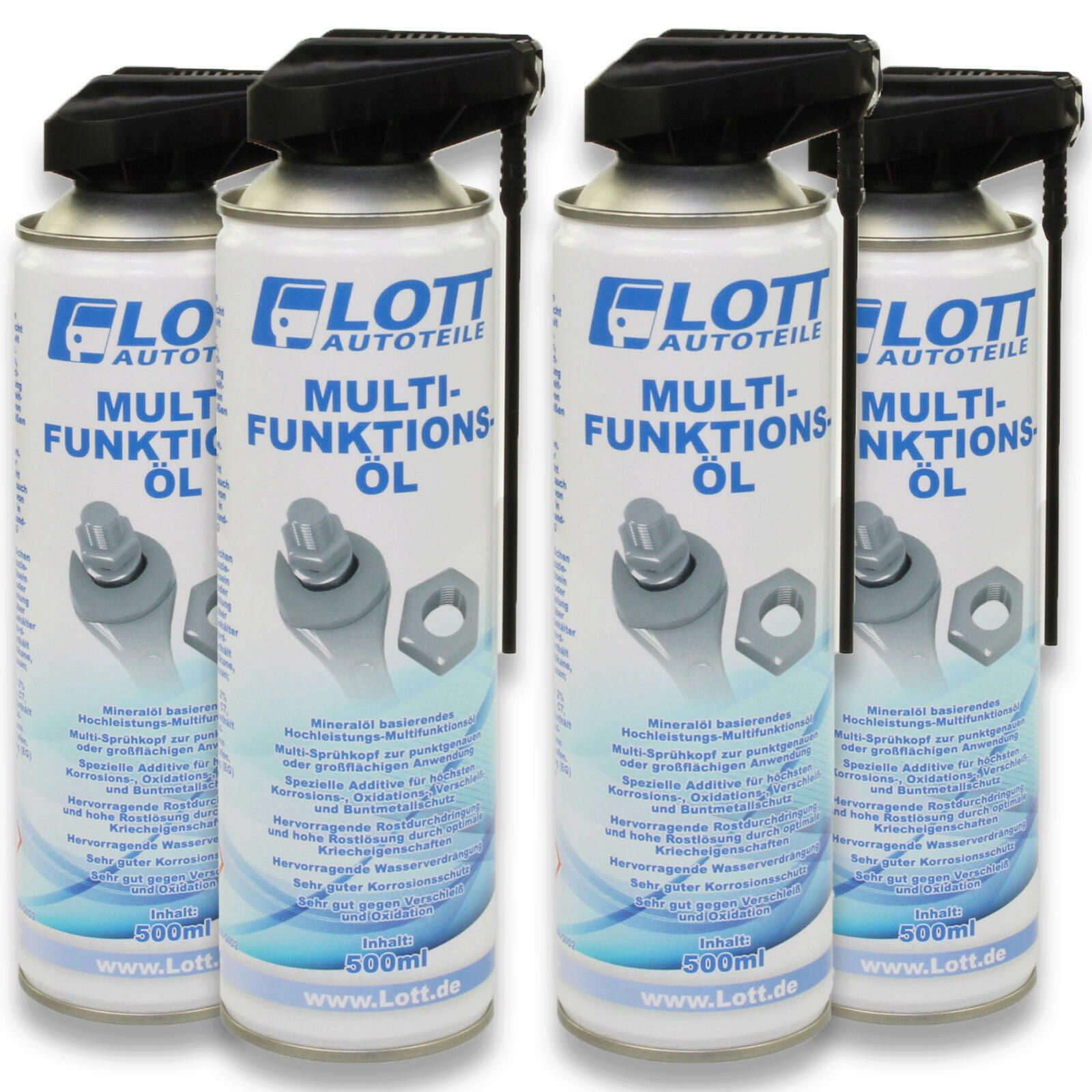 4x Lott Multifunktionsöl mit 2-Wege Sprühkopf 500ml