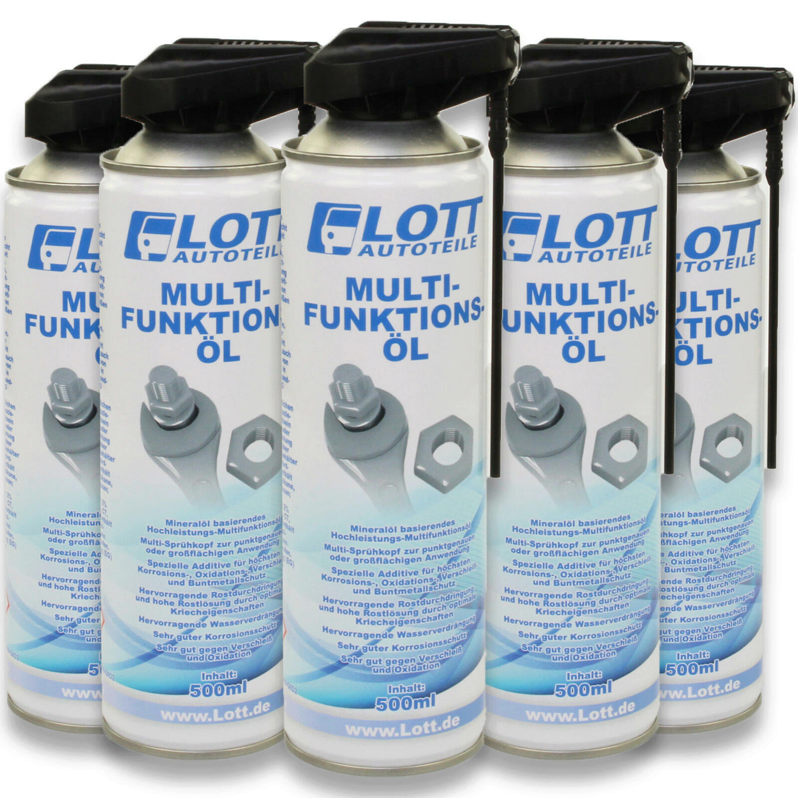 5x Lott Multifunktionsöl 500ml mit 2-Wege Sprühkopf Schmiermittel Rostlöser