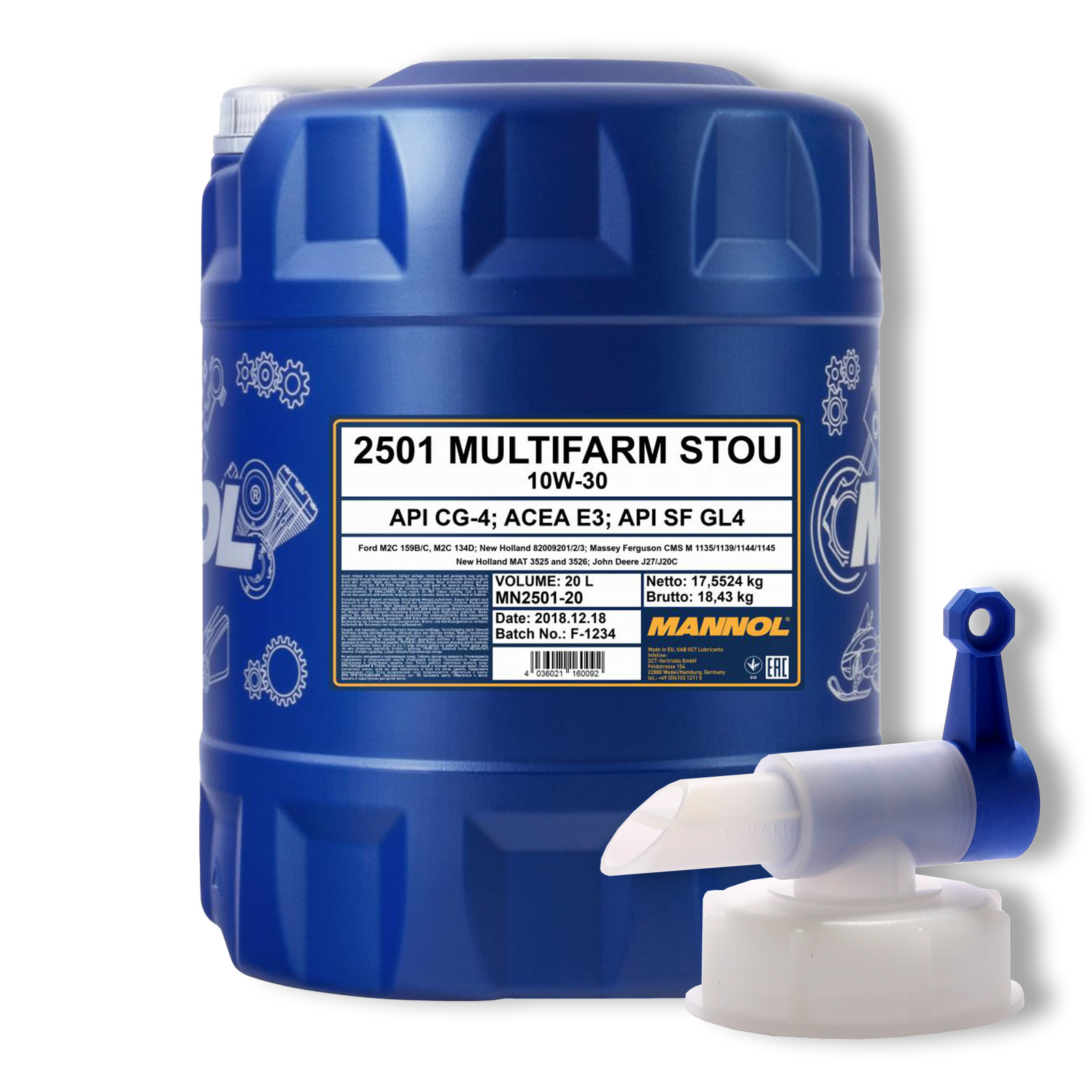 20L Mannol Motoröl Multifarm STOU 10W-30 API CG-4 Landmaschinen Öl ...