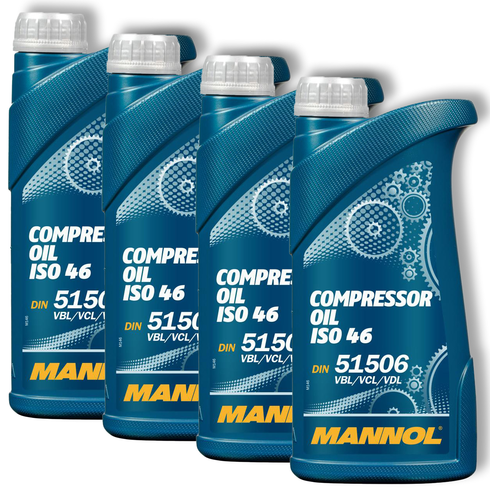 4x 1L Mannol Compressor Oil ISO 46 Kompressoröl DIN 51506 VBL VCL Kompre...