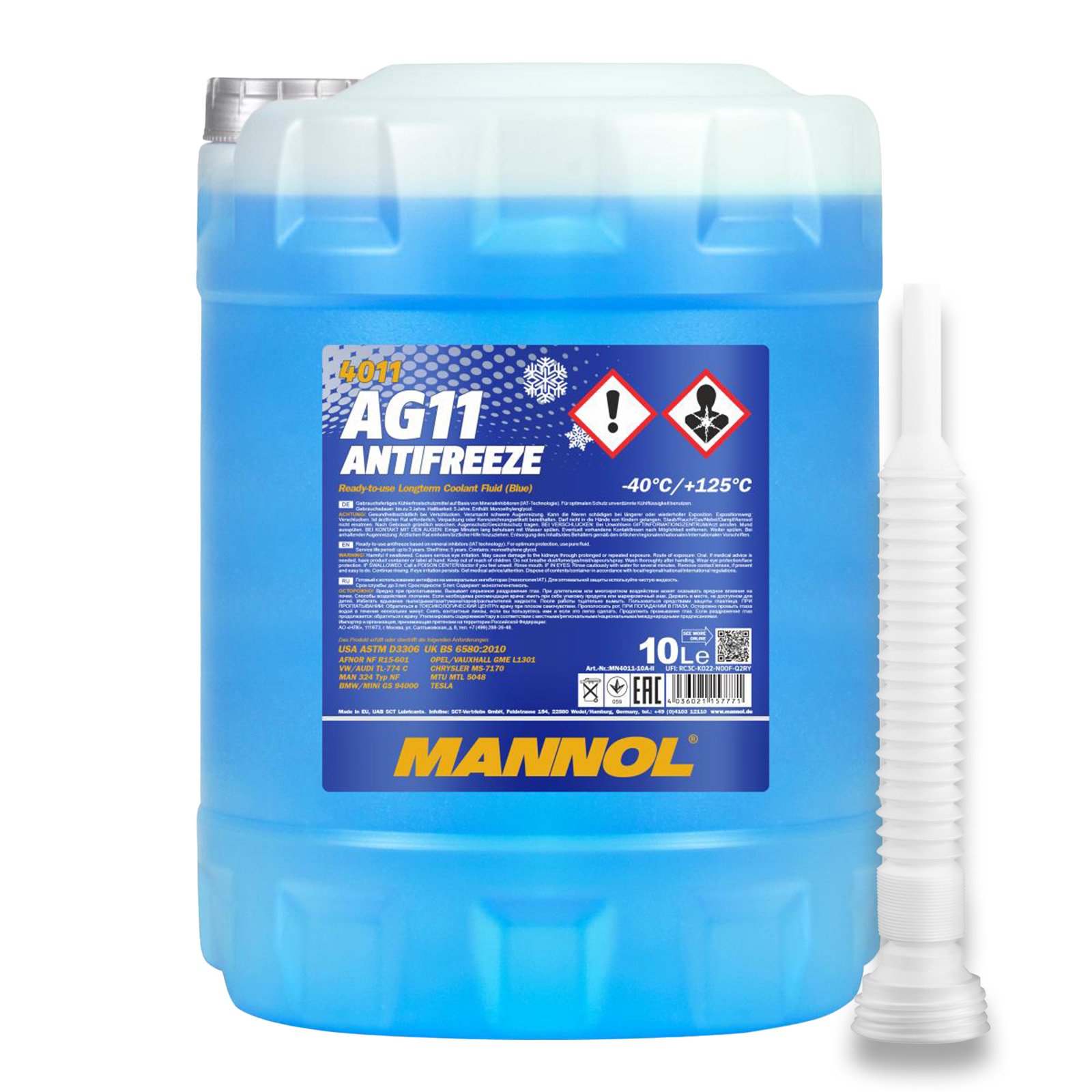 10L Mannol Kühlerfrostschutz Kühlmittel AG11 blau bis (-40°C) +...