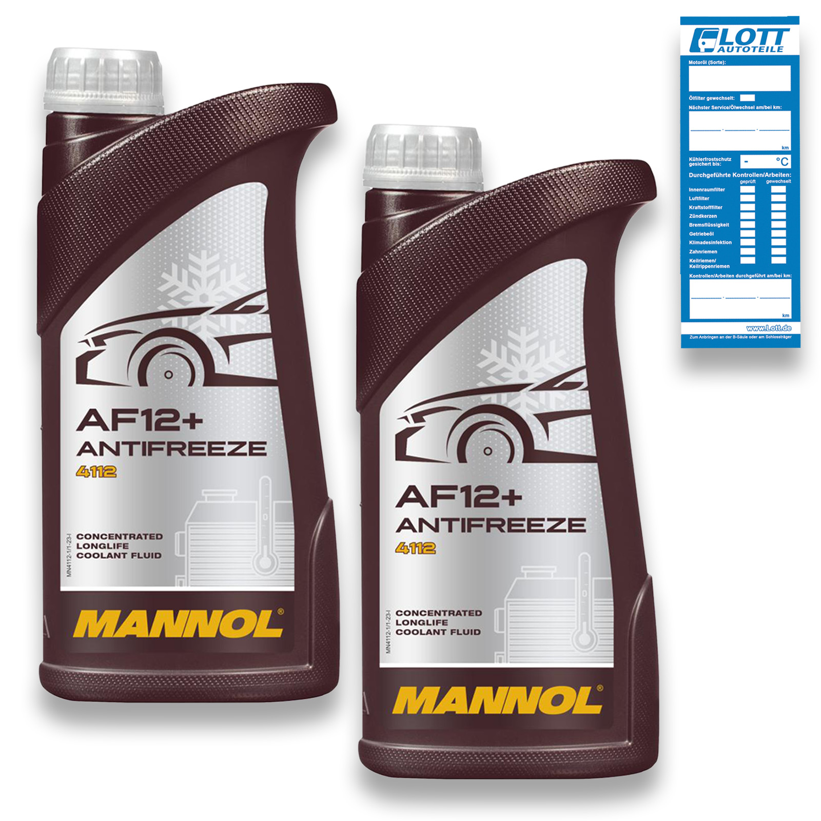 2x 1L Mannol K&uuml;hlerfrostschutz AF12+ Longlife Rot G12+ Konzentrat Frostschutz