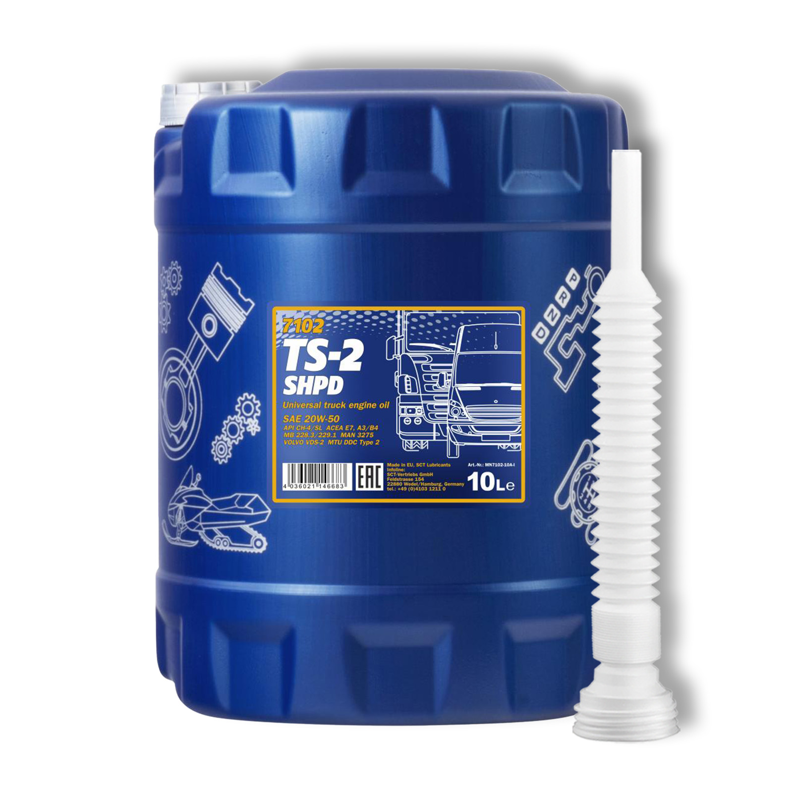 10L MANNOL TS-2 SHPD Motoröl Mehrbereichsöl API CH-4/SL ACEA A3/B4 ...