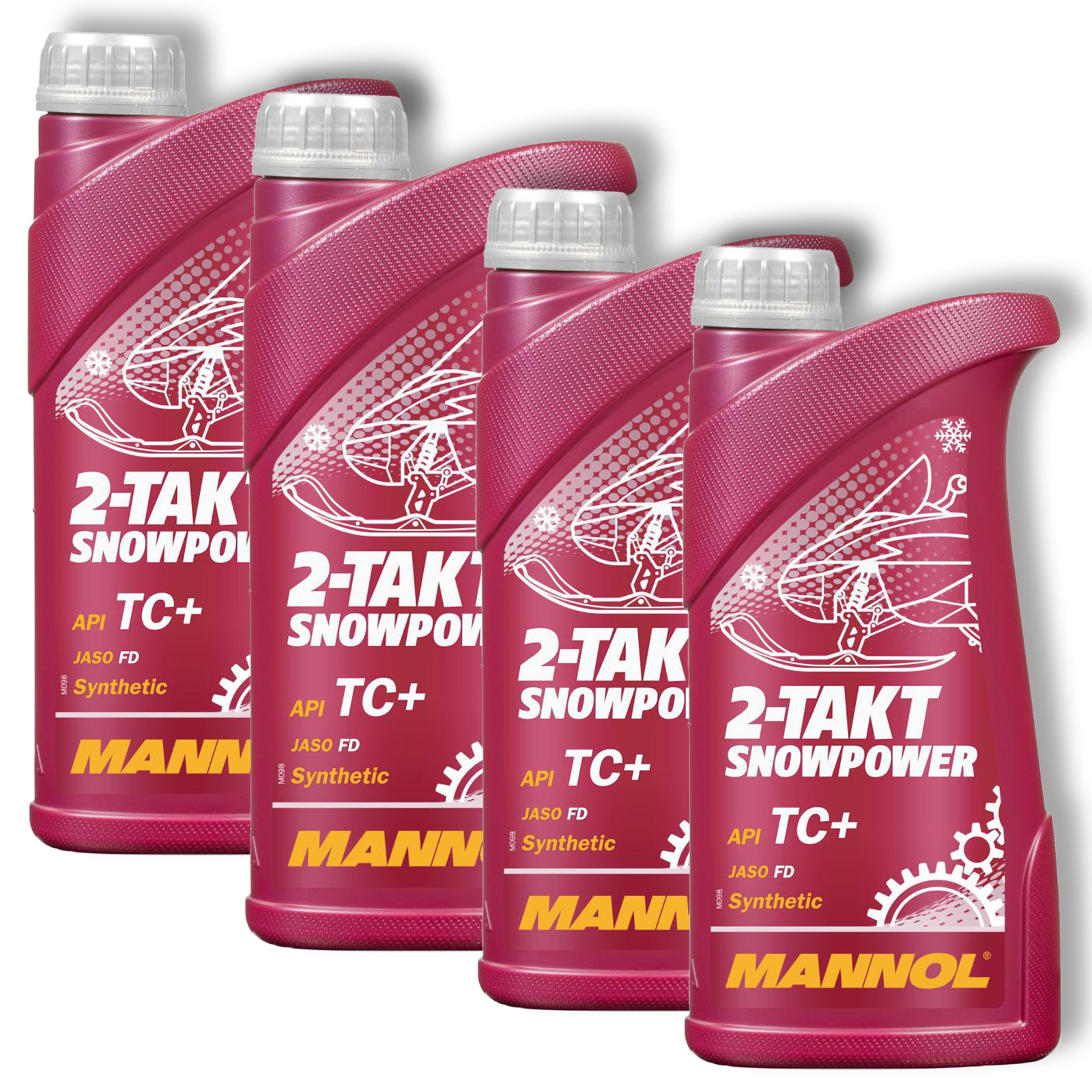 4x 1L Mannol 2-Takt Snowpower Motoröl Wintermobil JASO FD Schneemobil Mo...